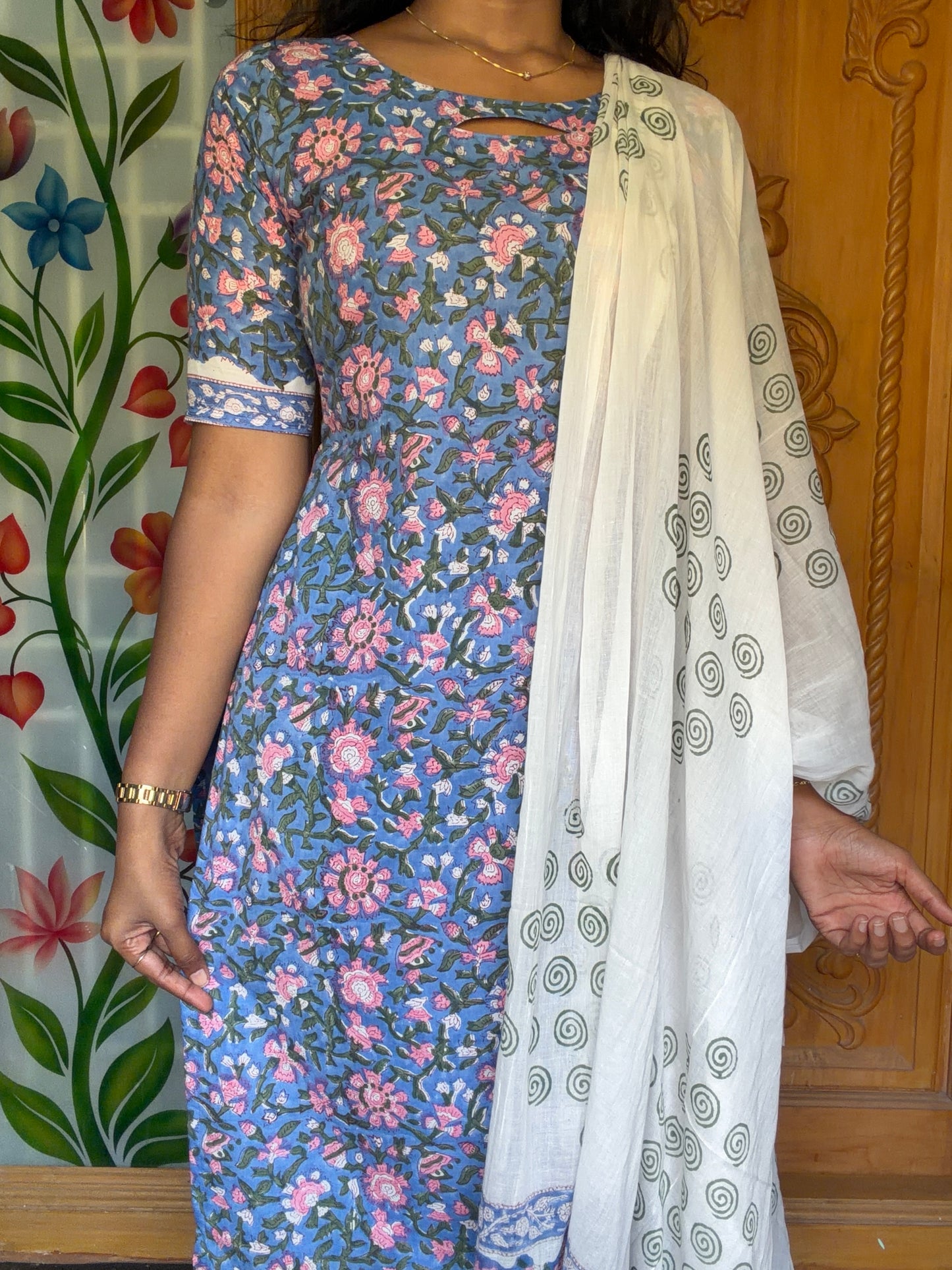 Meghna blue – Handblock Cotton (3 piece Set)