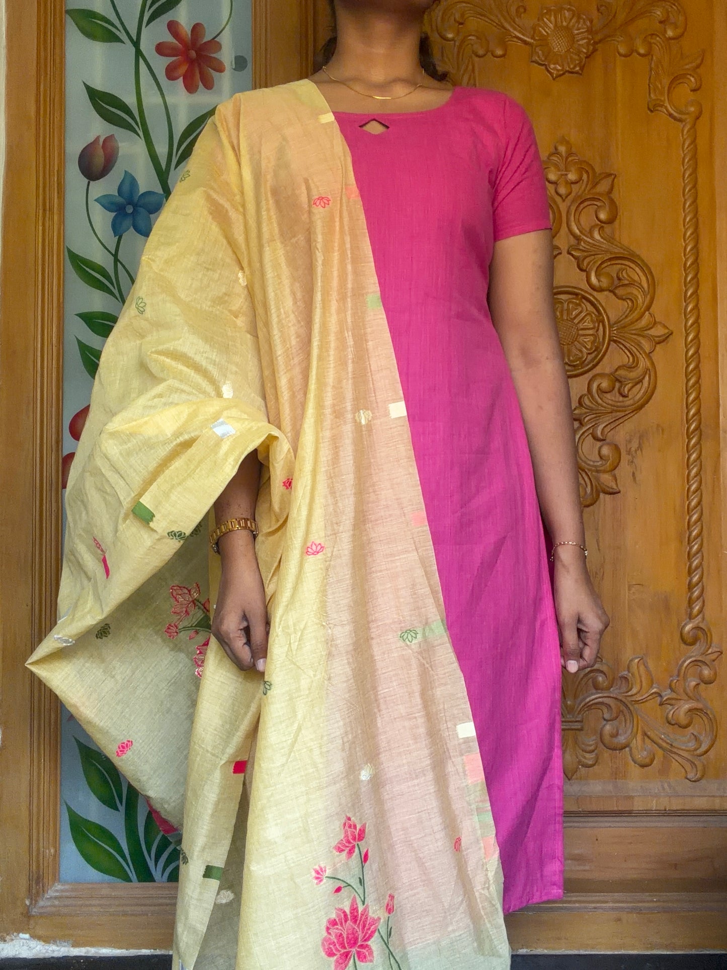 Pure cotton Kurti with jamdani dupatta