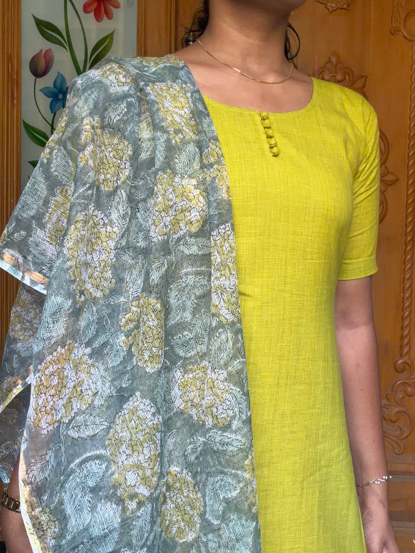Cotton kurti with kota dupatta