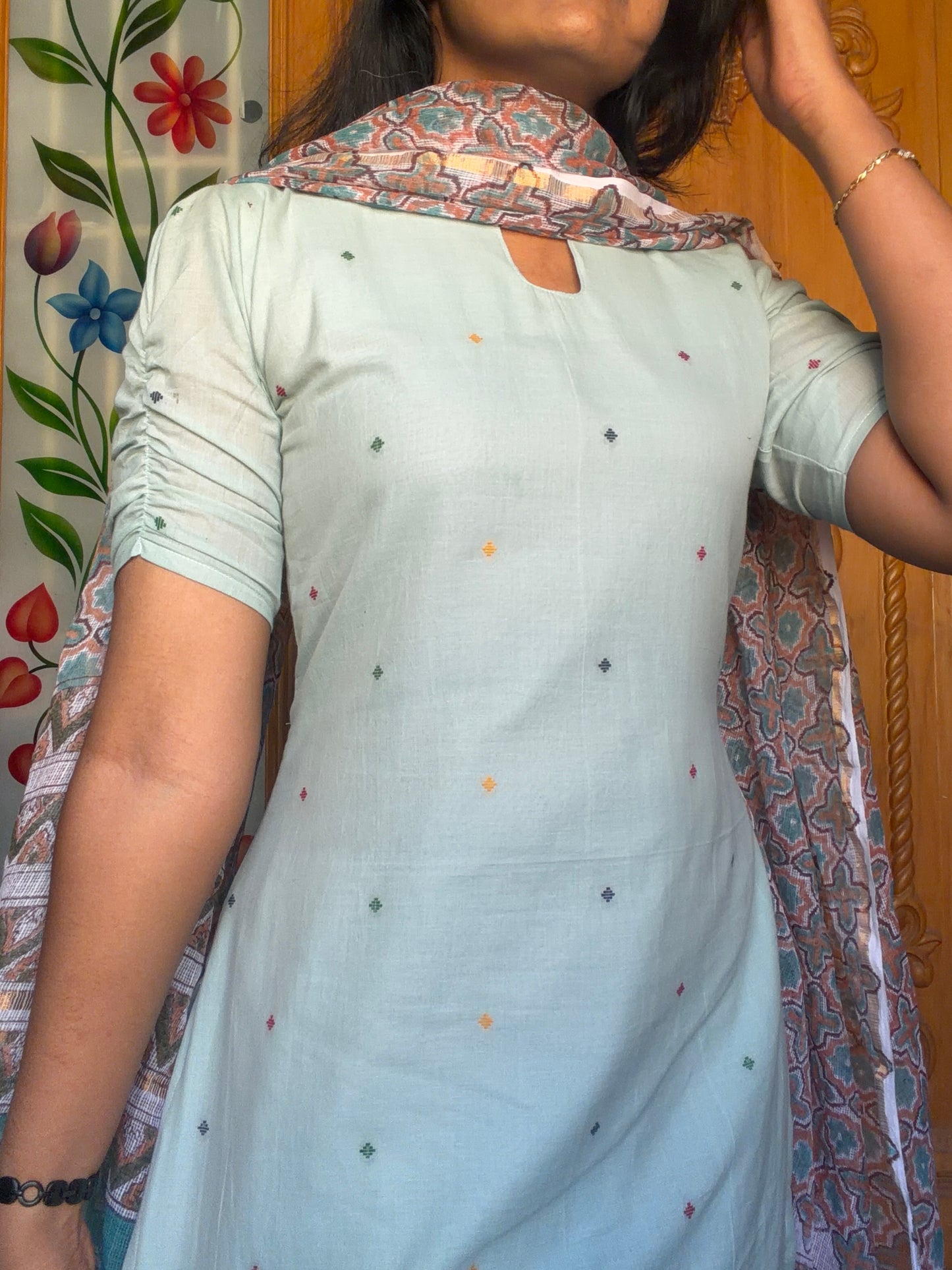 Soft cotton Kurti with Kota dupatta