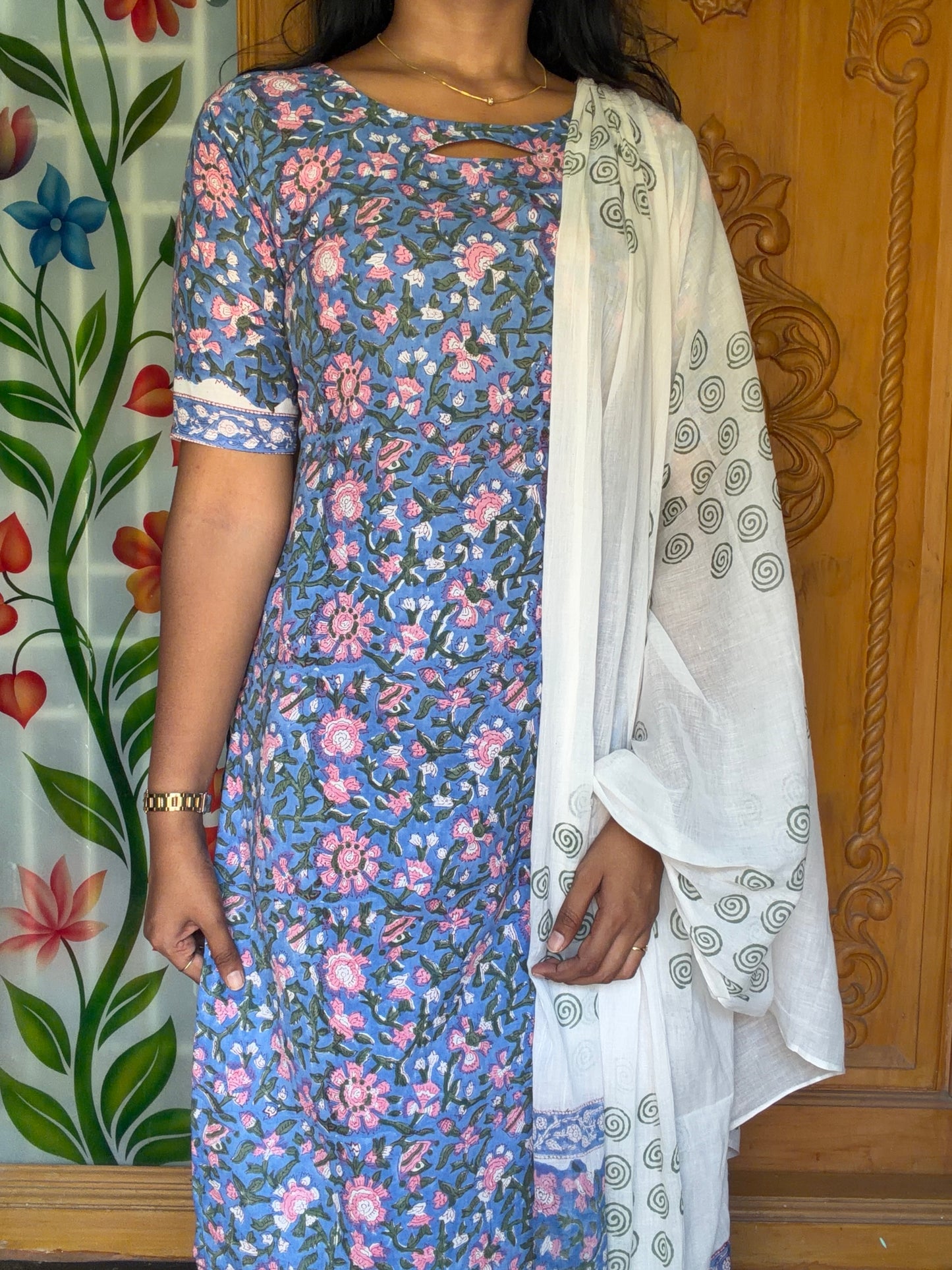Meghna blue – Handblock Cotton (3 piece Set)