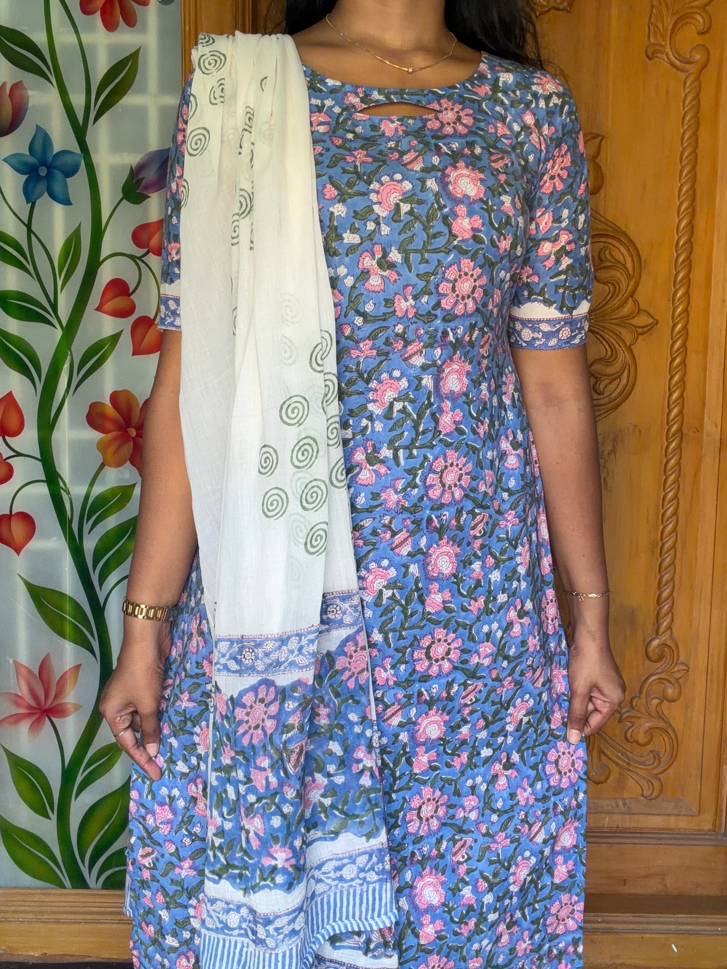 Meghna blue – Handblock Cotton (3 piece Set)