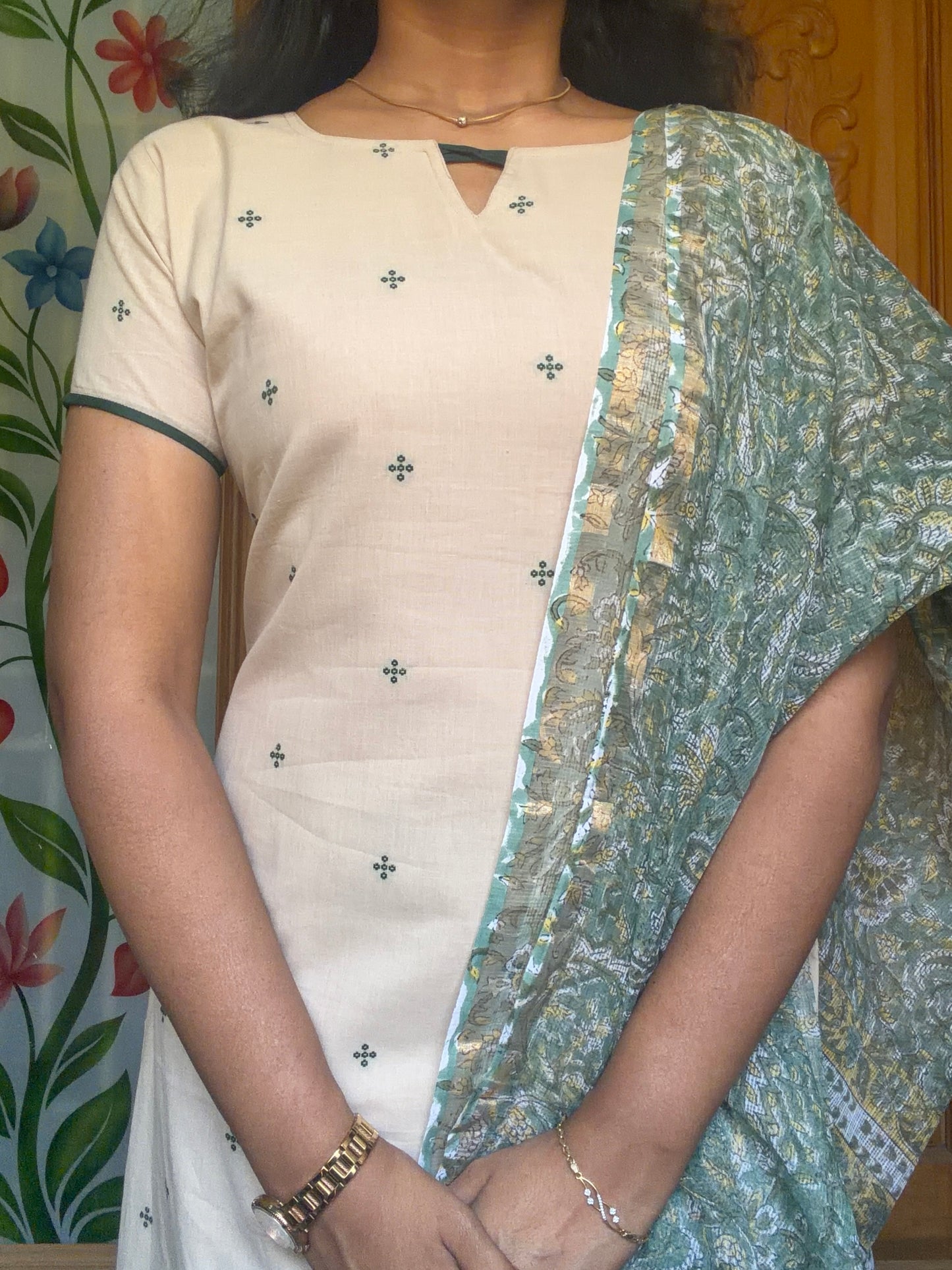 pure cotton Kurti with Kota dupatta