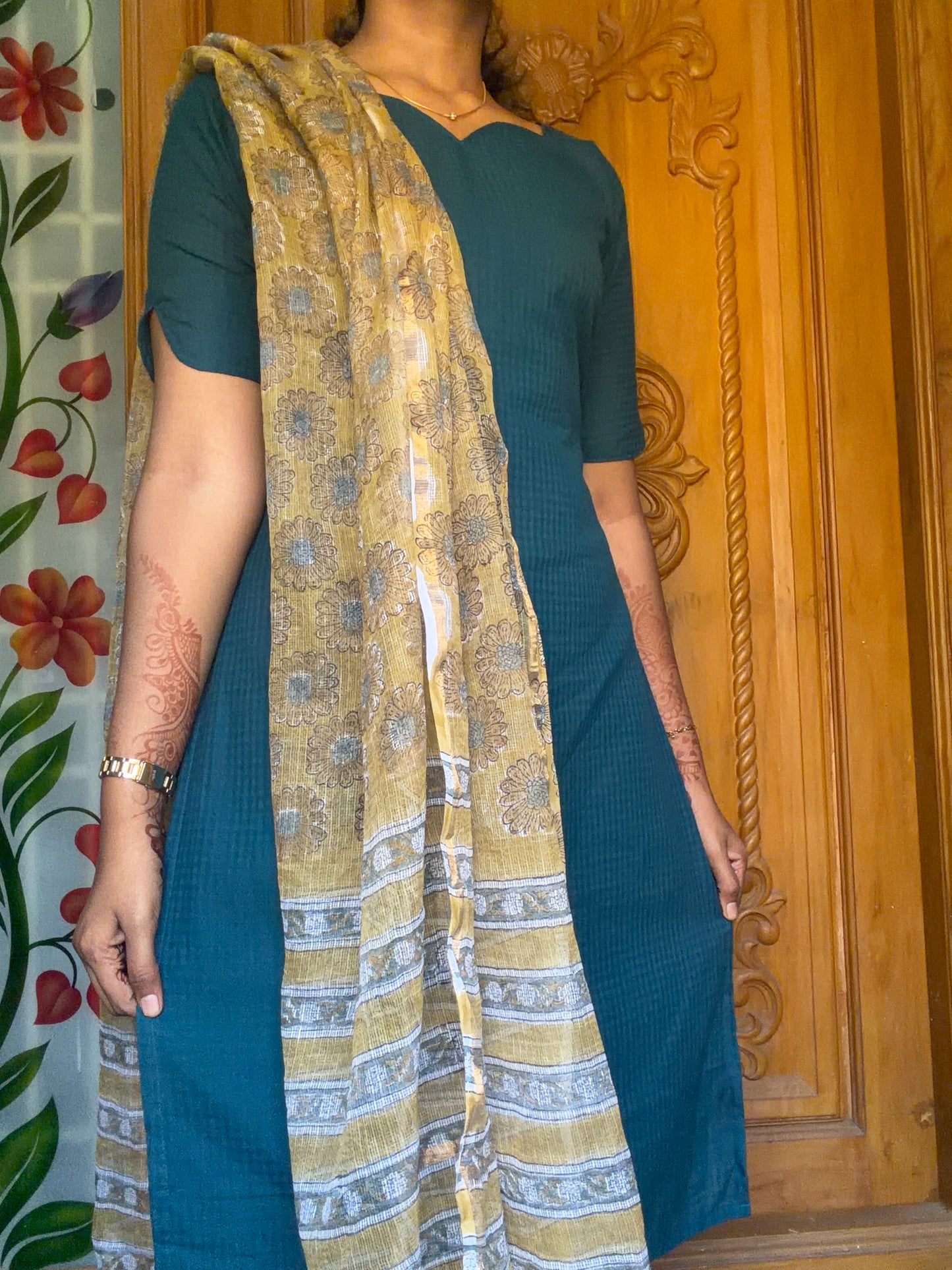 Pure cotton Kurti with Kota dupatta