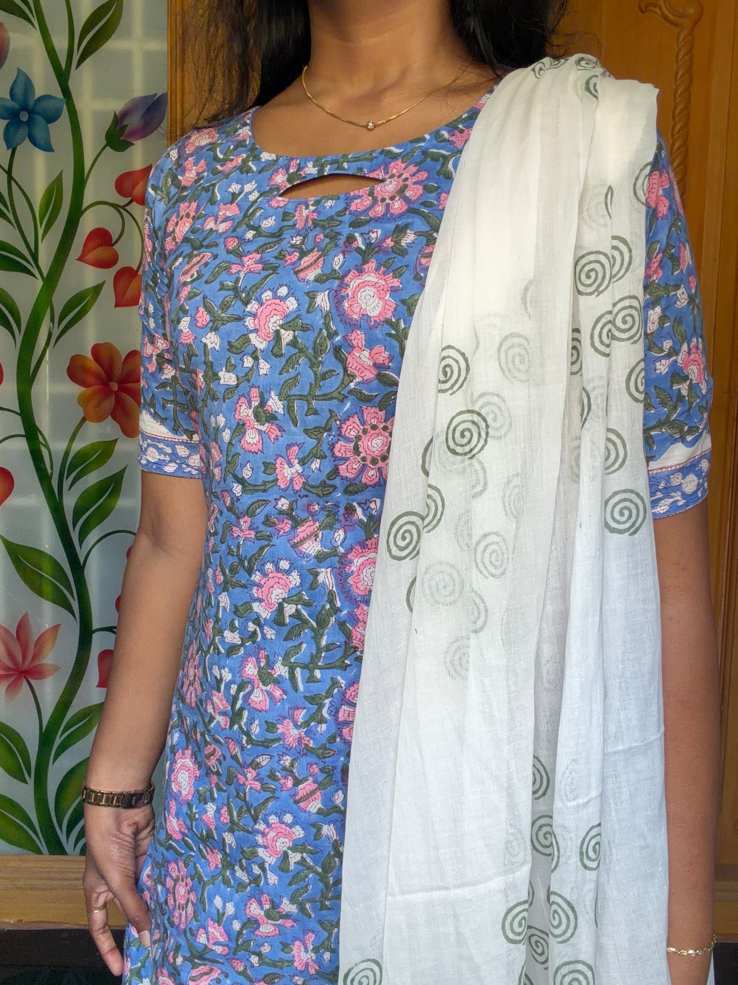 Meghna blue – Handblock Cotton (3 piece Set)