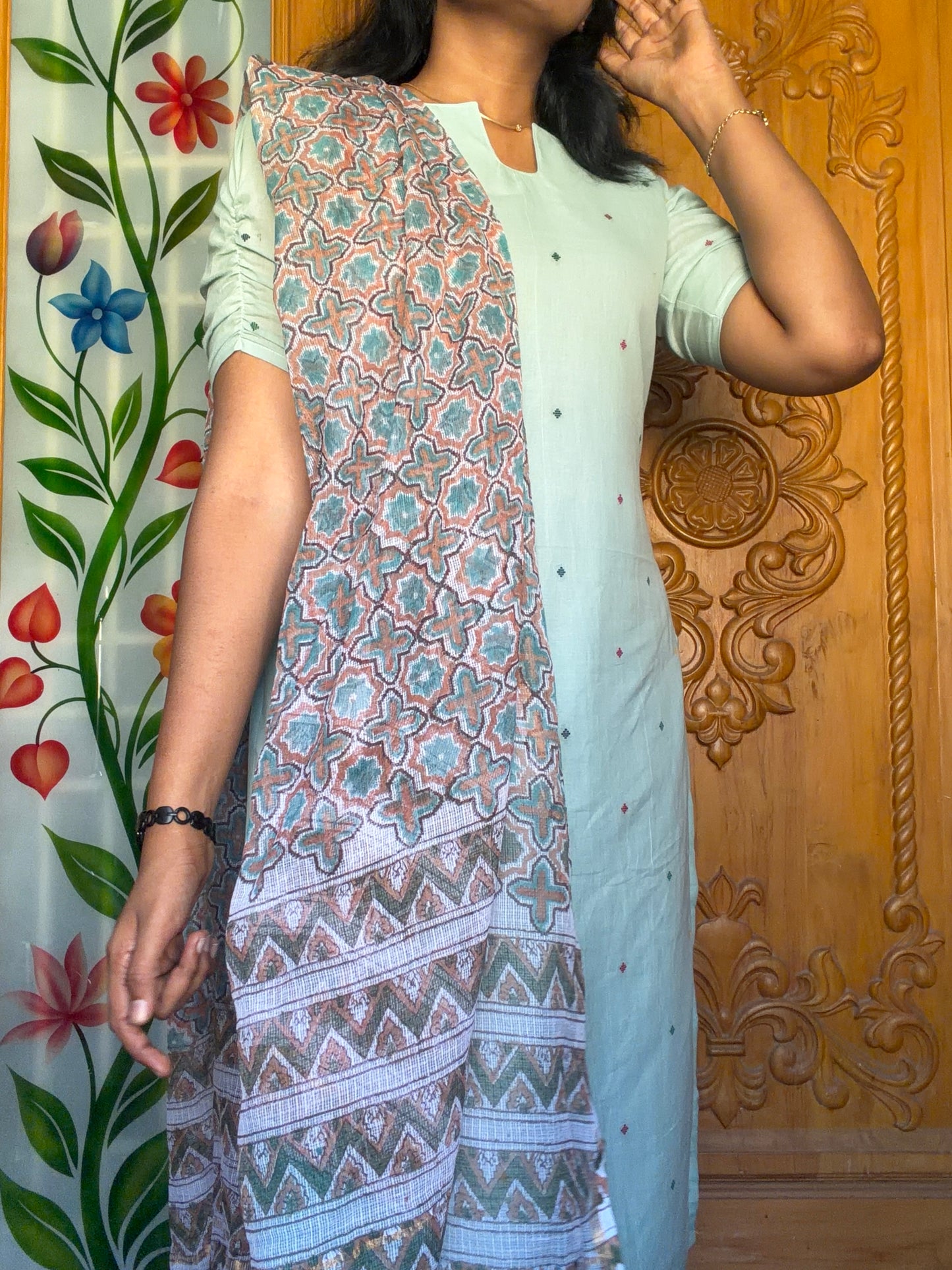 Soft cotton Kurti with Kota dupatta