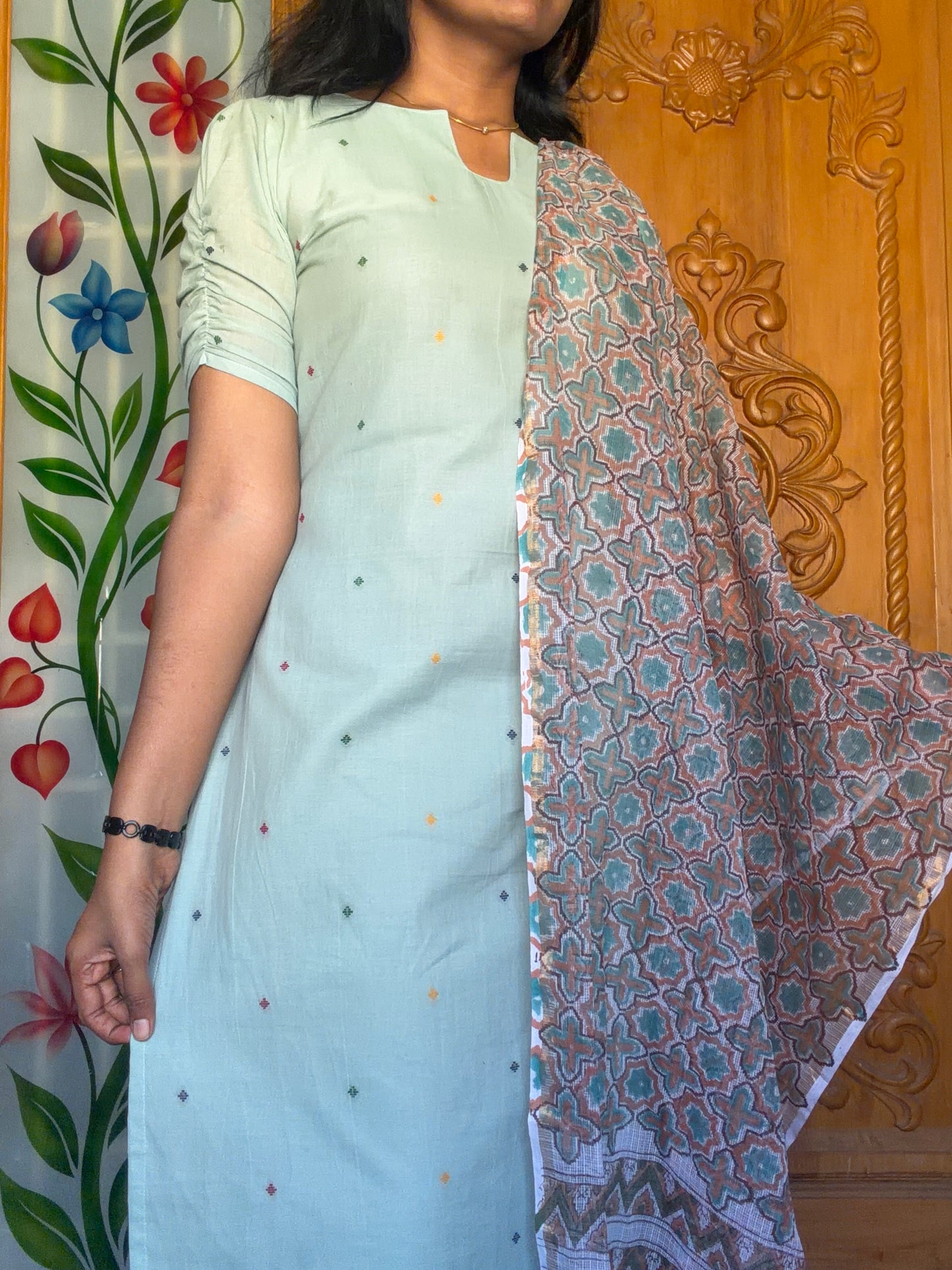 Soft cotton Kurti with Kota dupatta