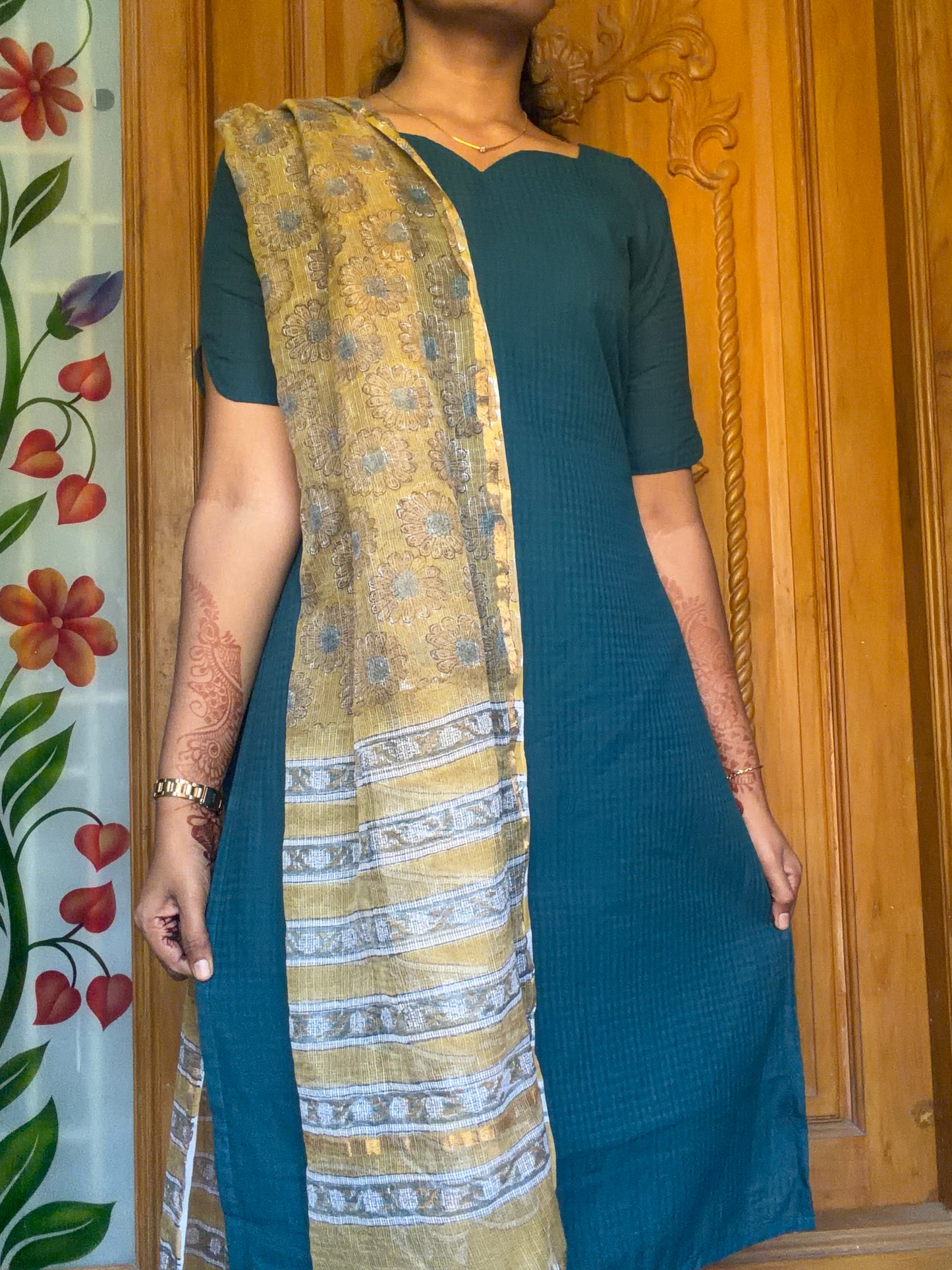 Pure cotton Kurti with Kota dupatta