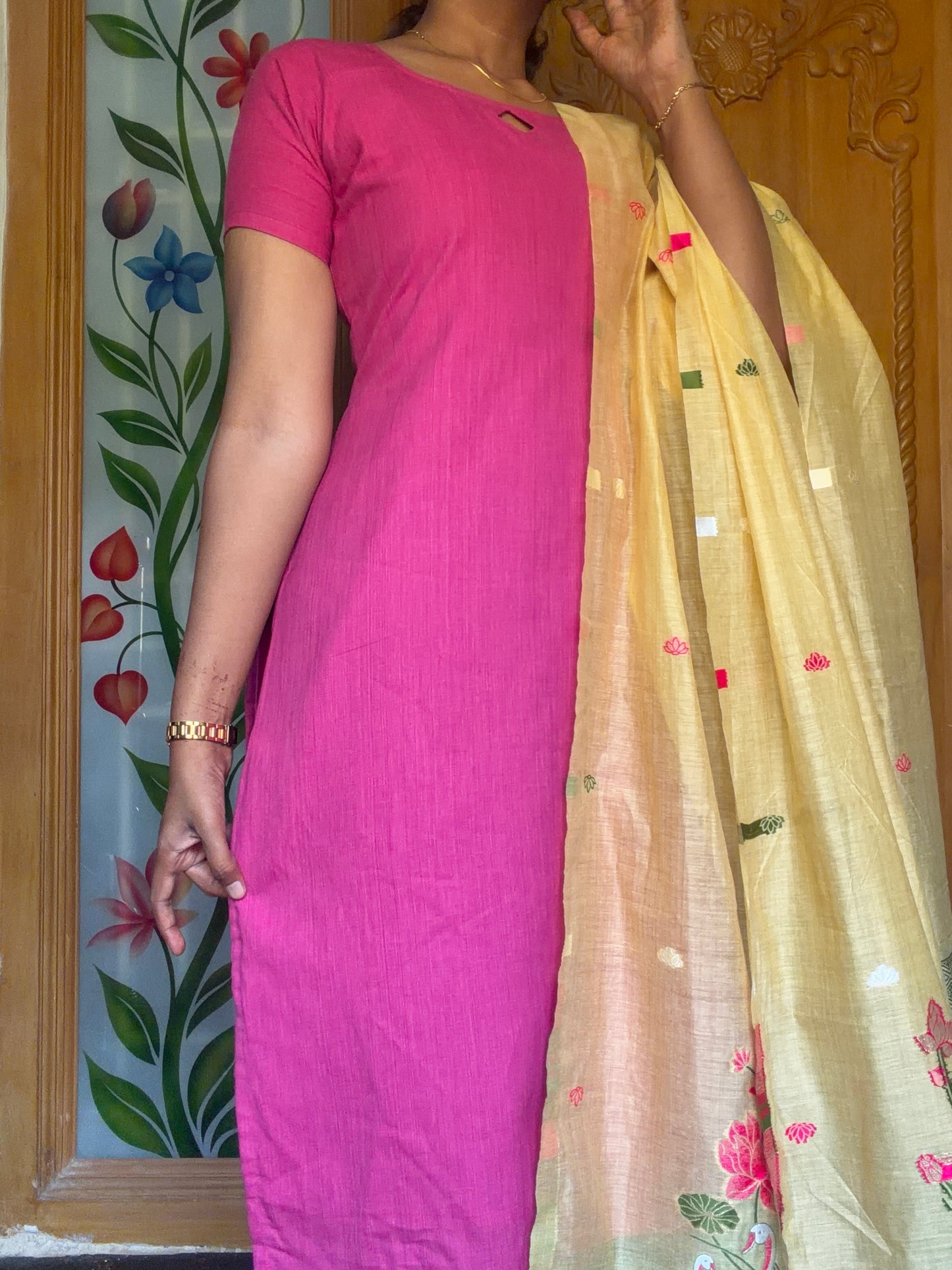 Pure cotton Kurti with jamdani dupatta