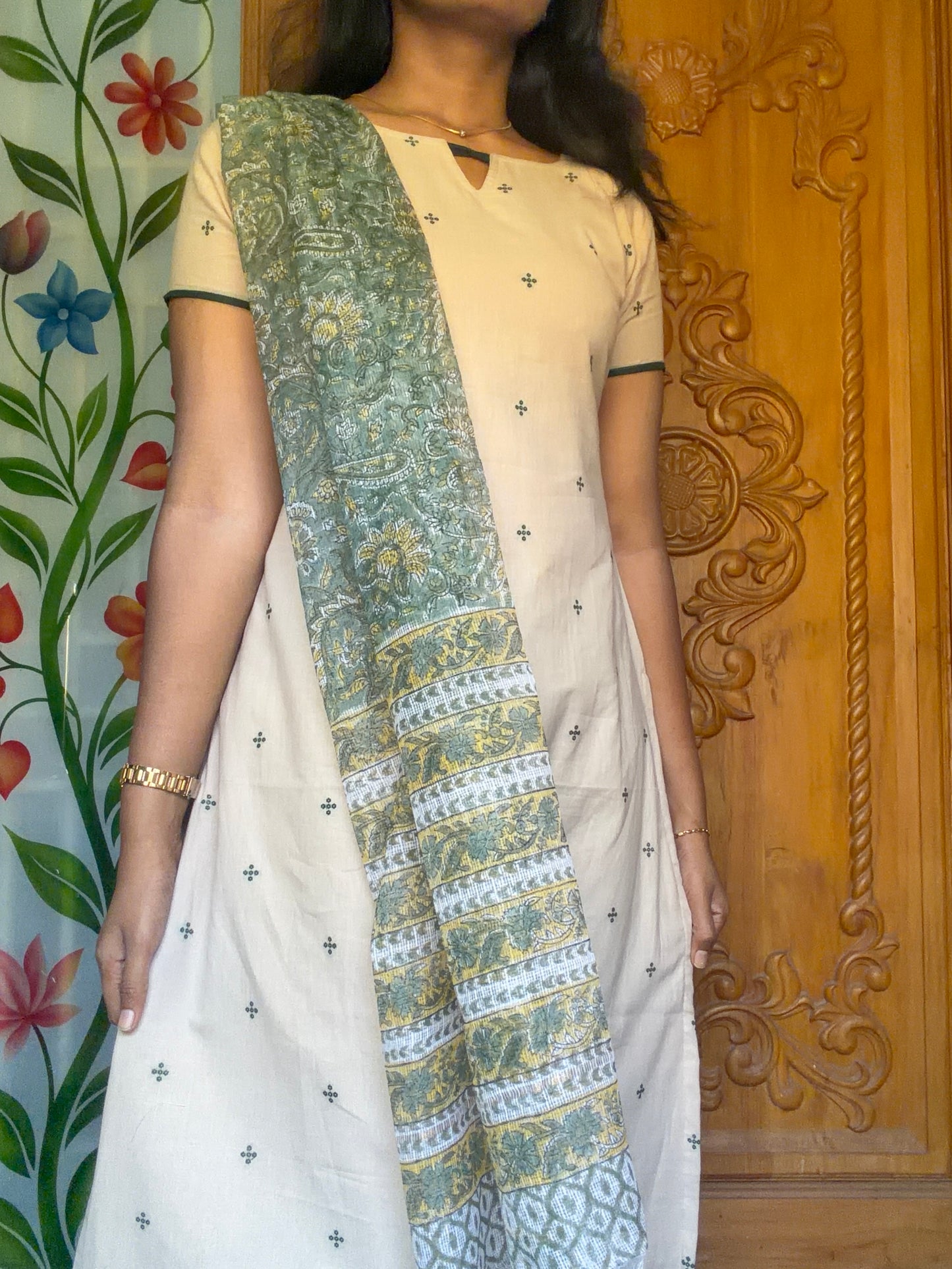 pure cotton Kurti with Kota dupatta