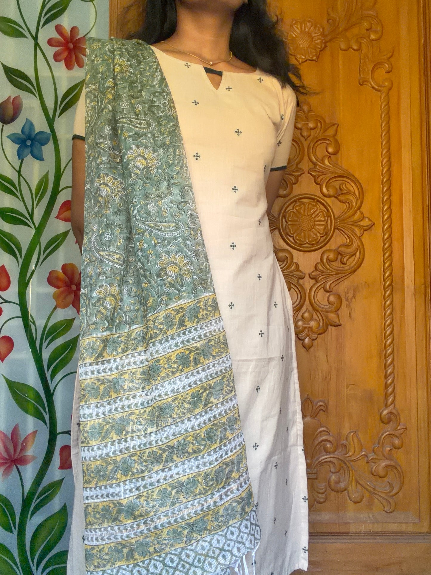 pure cotton Kurti with Kota dupatta