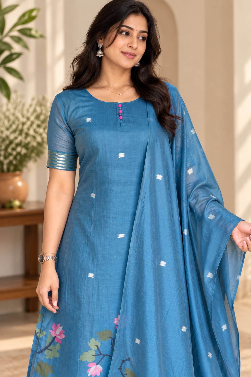 Lotus muse - premium Jamdani kurti with dupatta