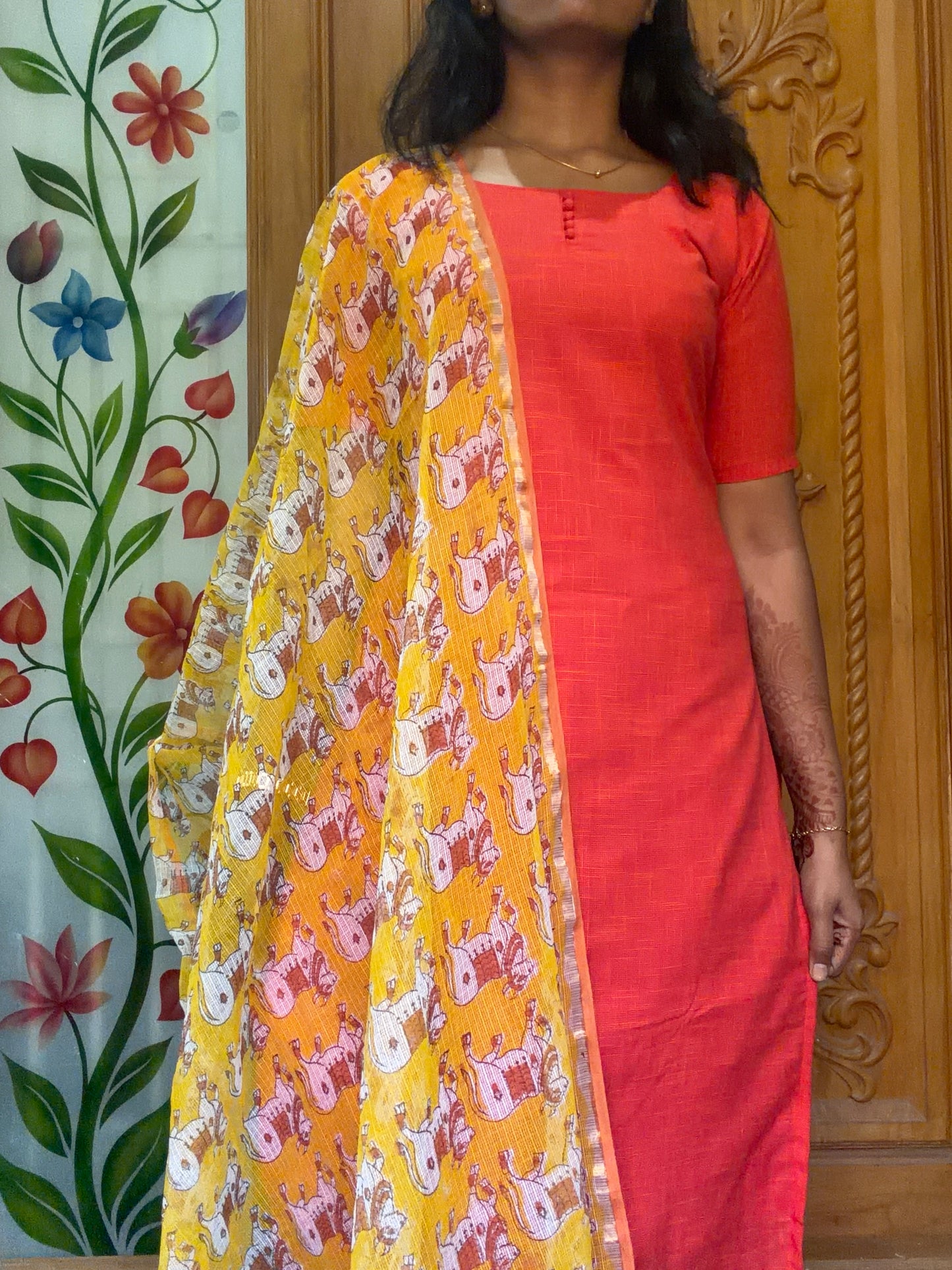 pure cotton Kurti with Kota Dupatta