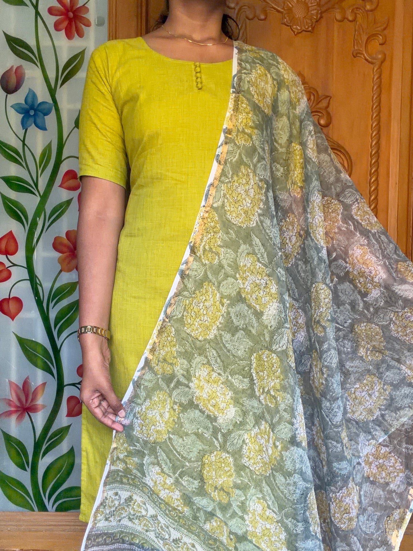 Cotton kurti with kota dupatta