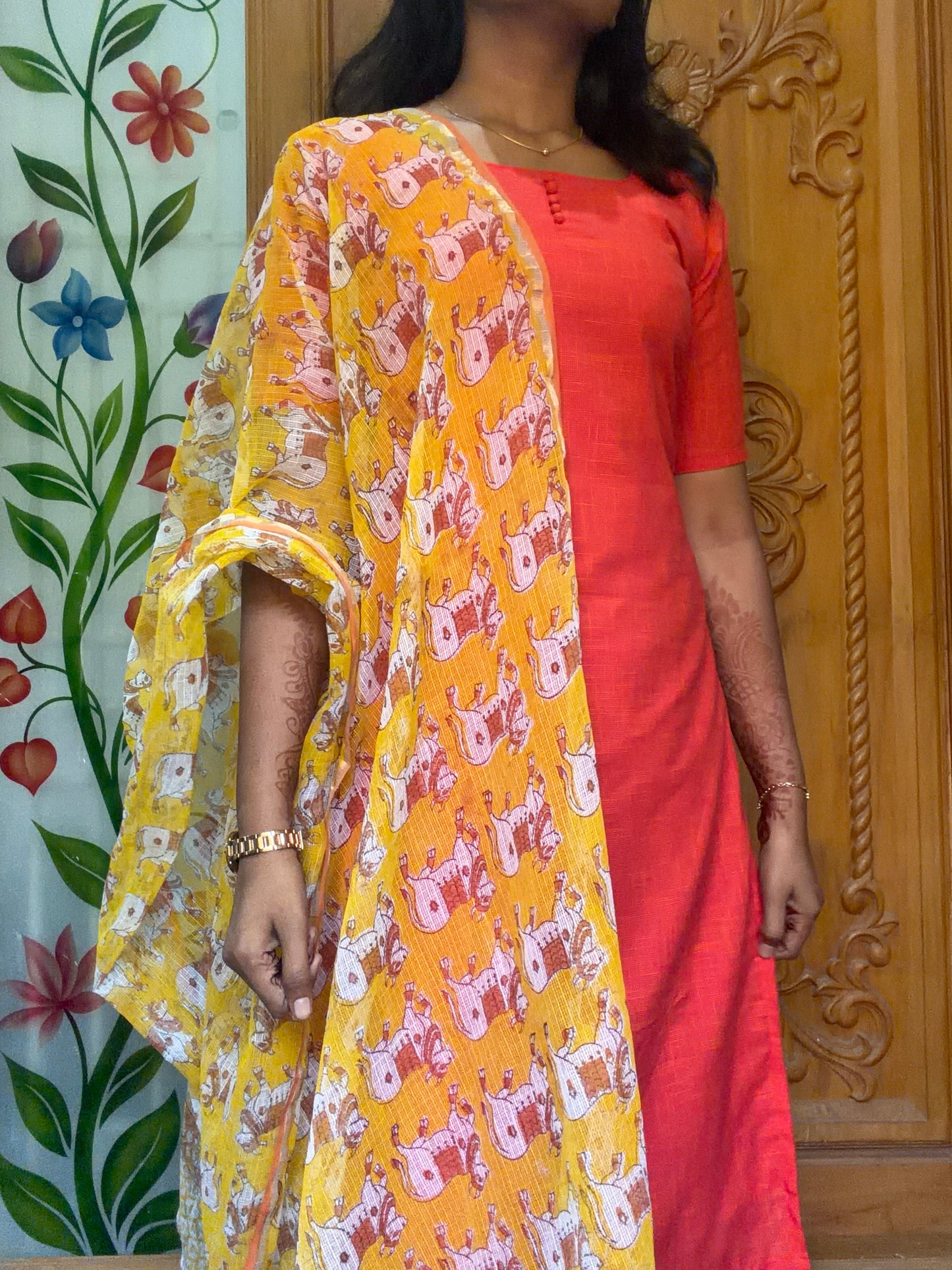 pure cotton Kurti with Kota Dupatta