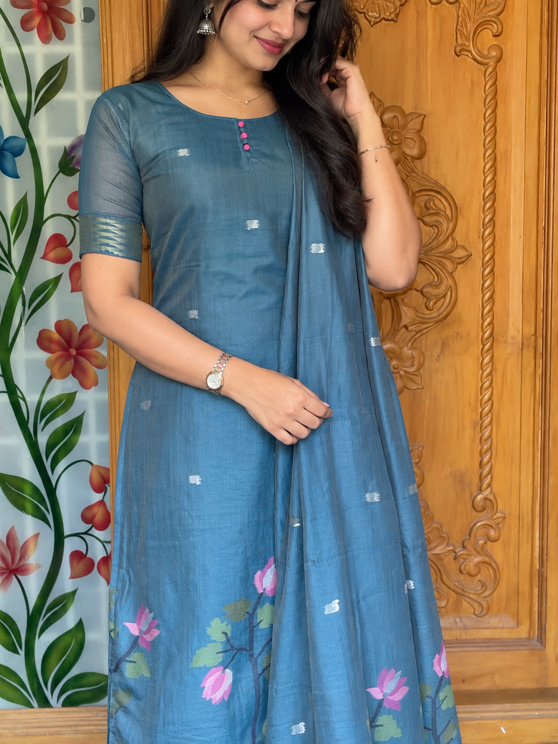 Lotus muse - premium Jamdani kurti with dupatta