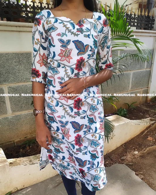 Floral printed pure cotton kurti with lining