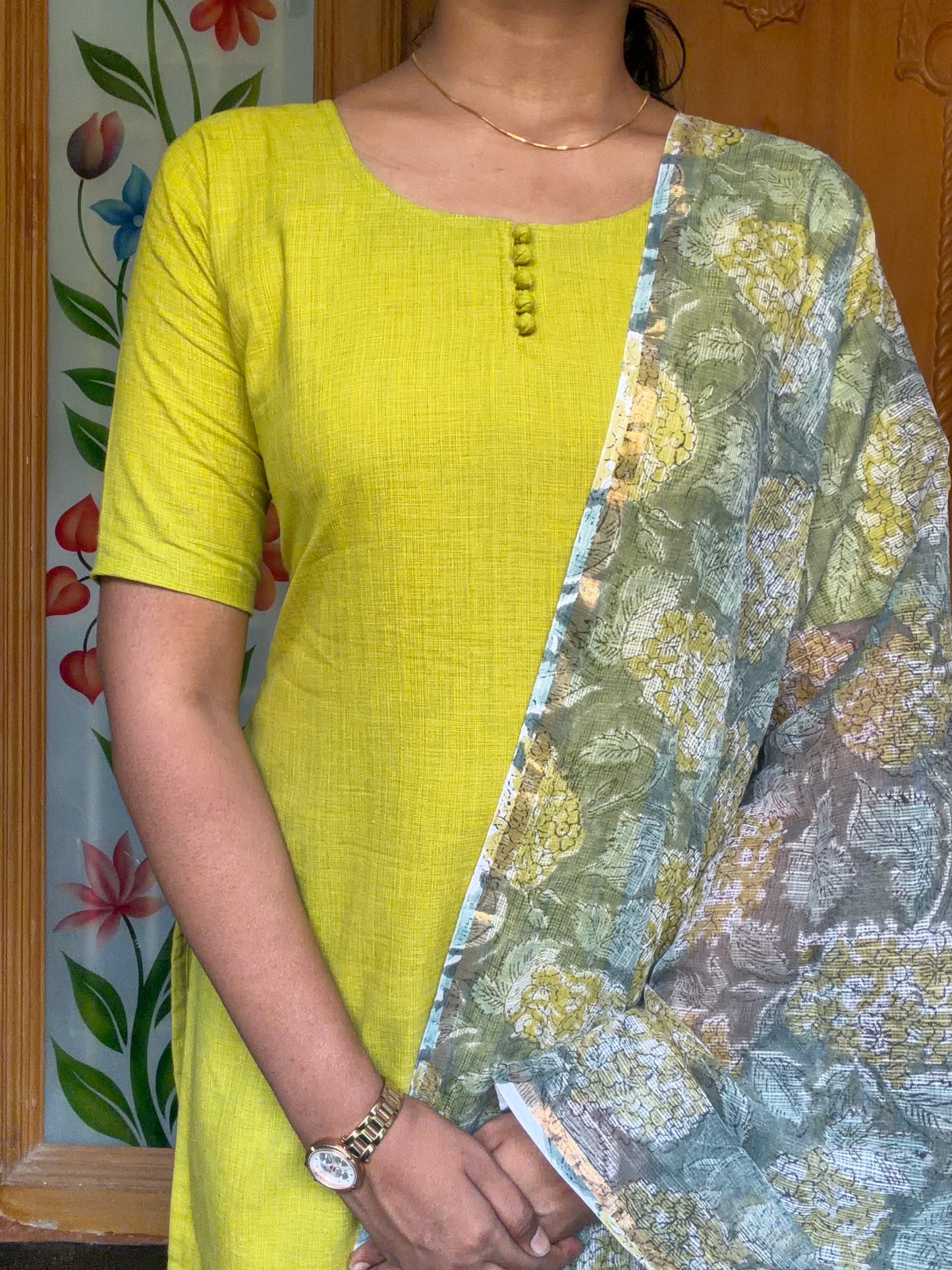 Cotton kurti with kota dupatta