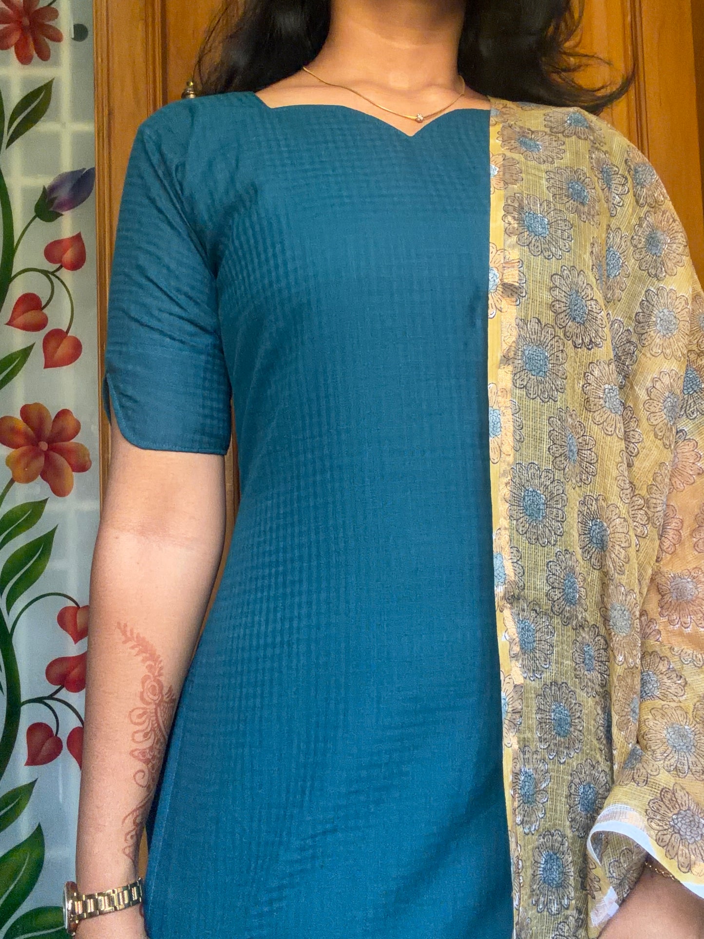 Pure cotton Kurti with Kota dupatta