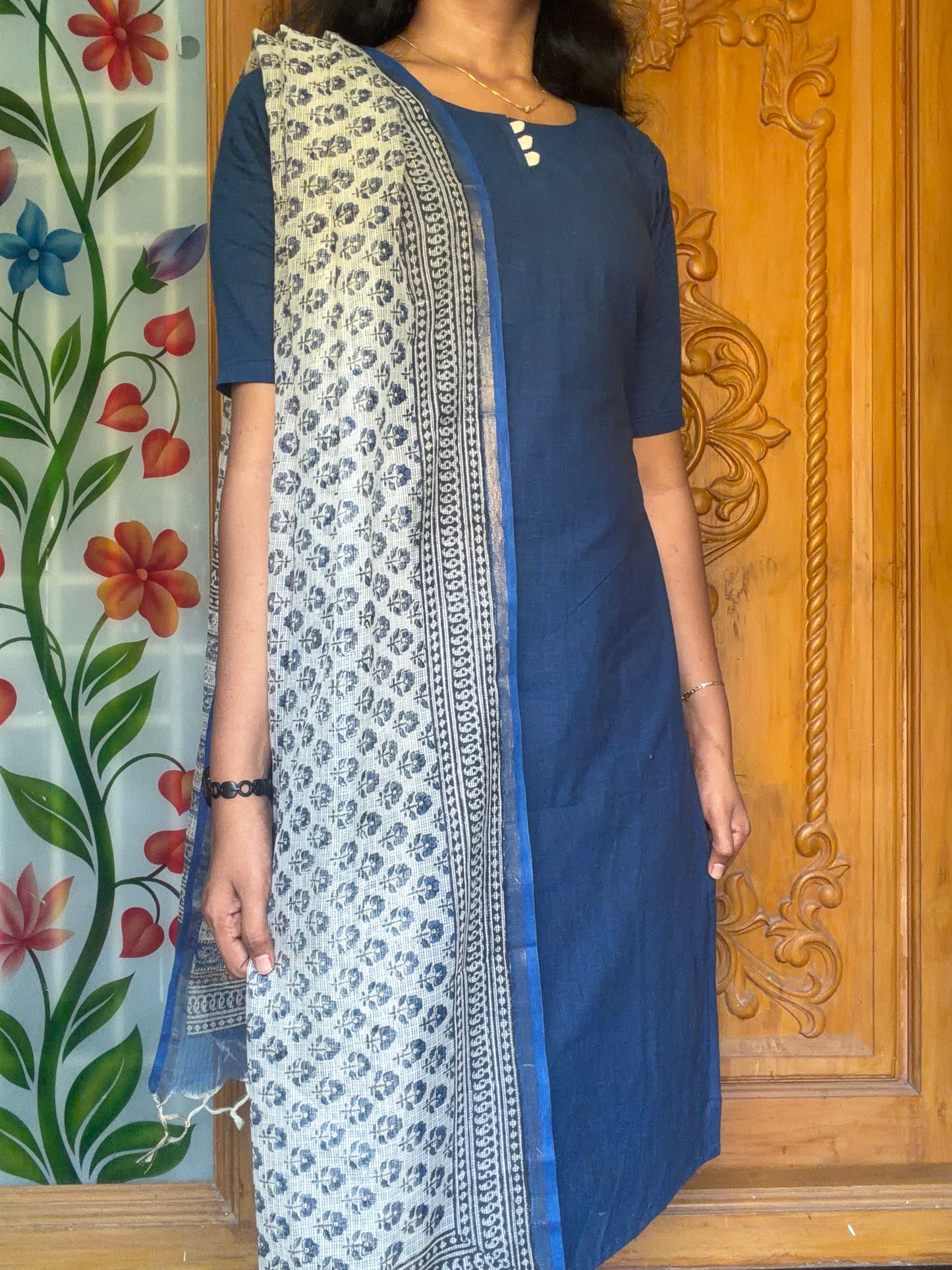 Pure cotton kurti with kota dupatta