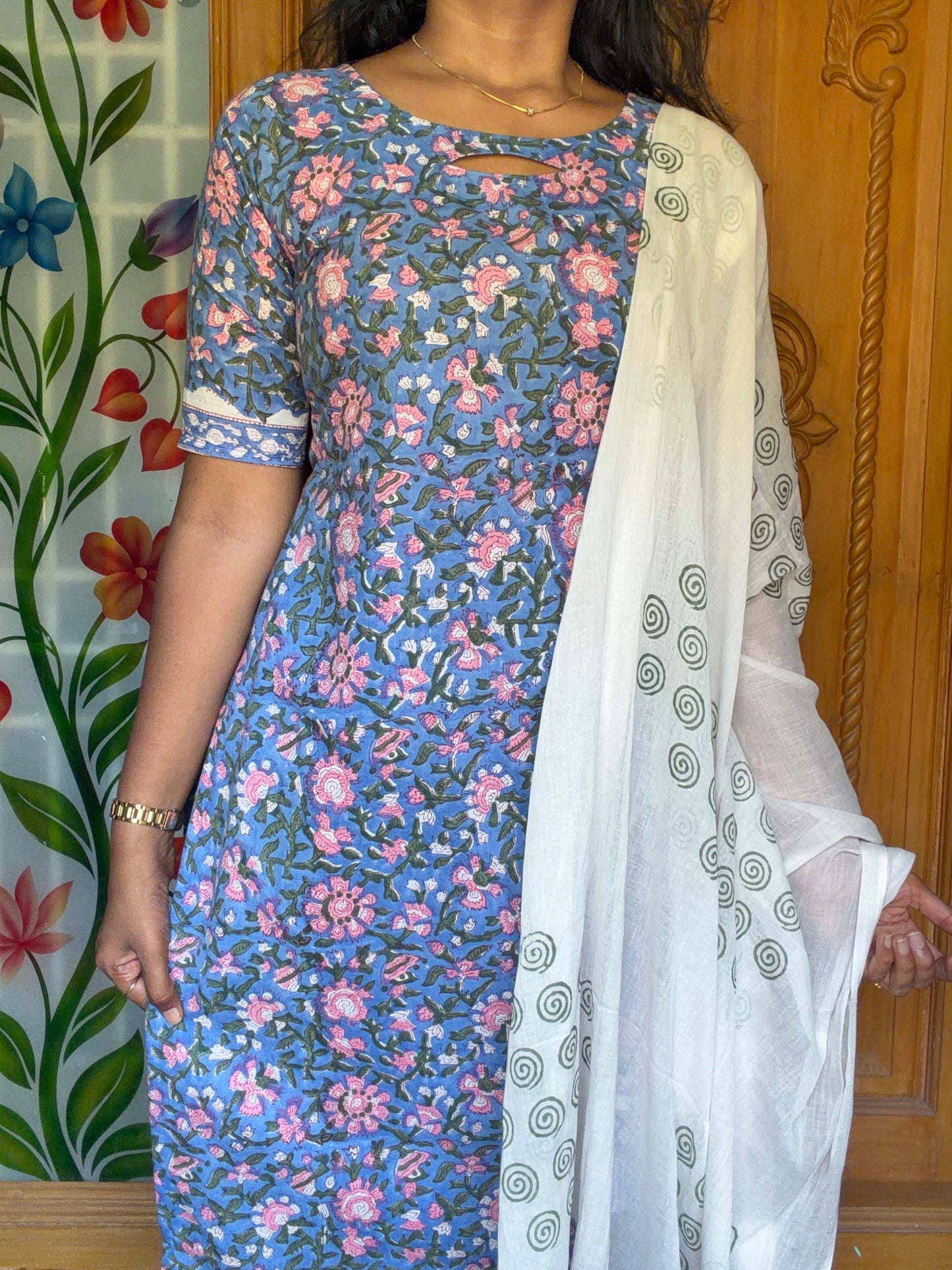 Meghna blue – Handblock Cotton (3 piece Set)