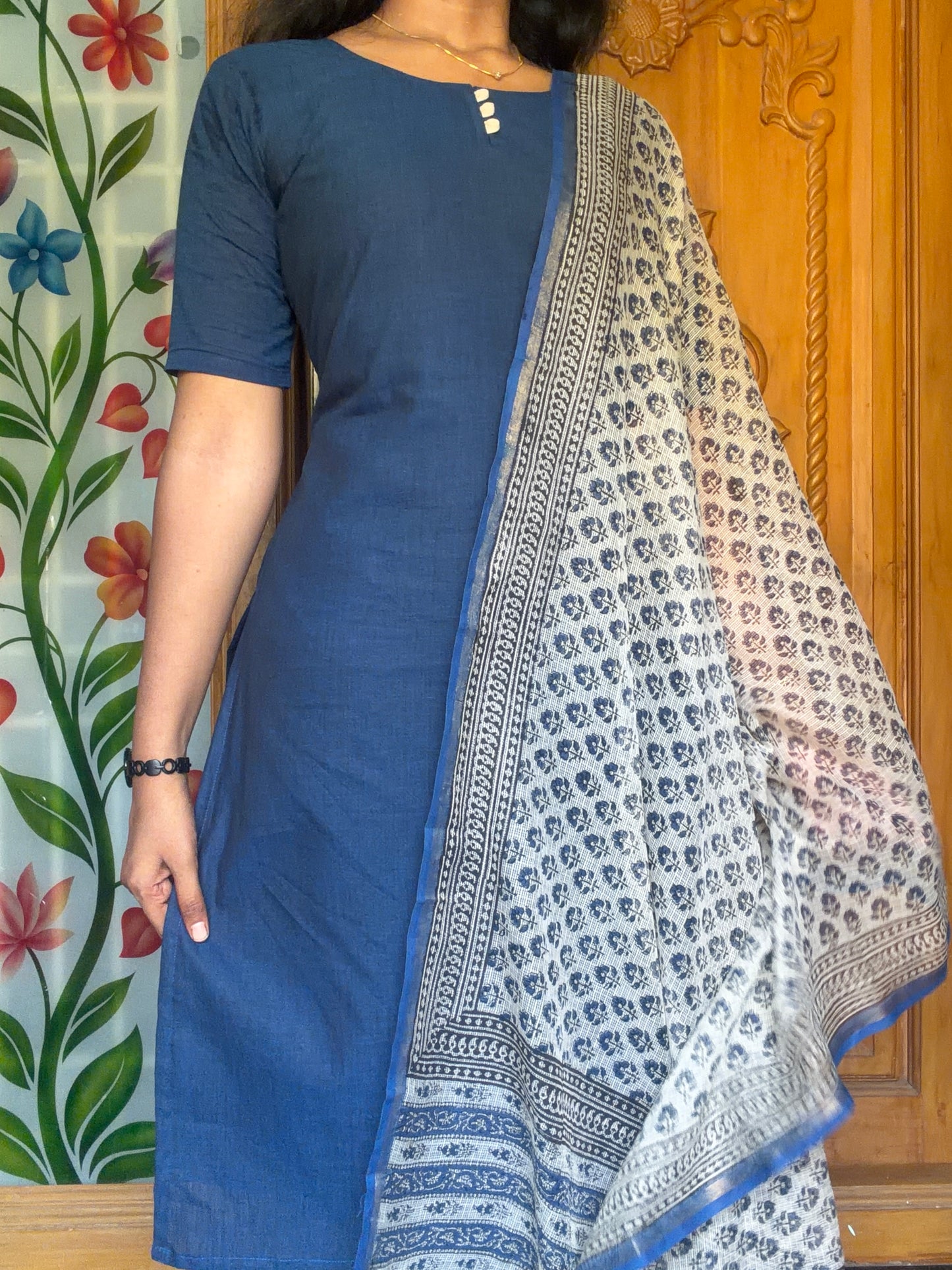 Pure cotton kurti with kota dupatta