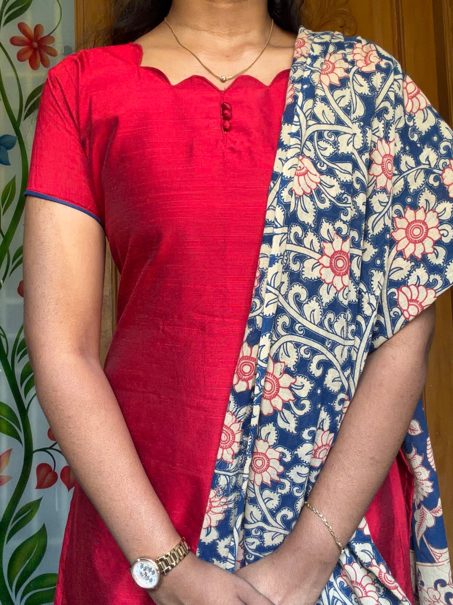 kalamkari kurti set with dupatta (3pcs set)