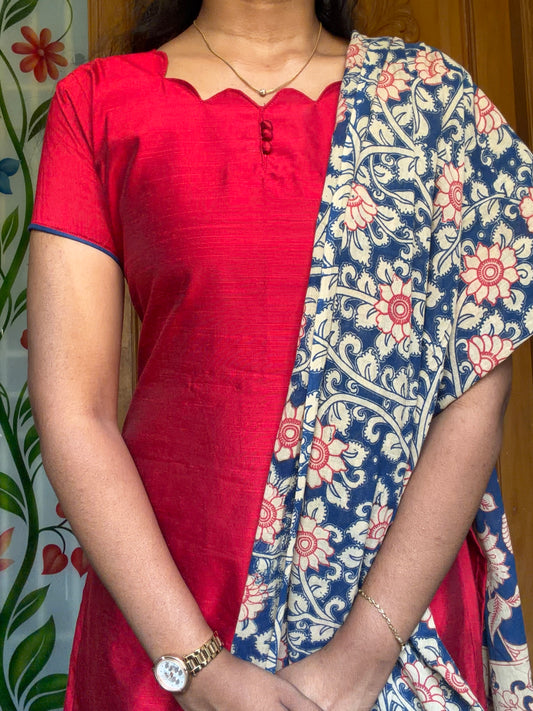 kalamkari kurti set with dupatta (3pcs set)