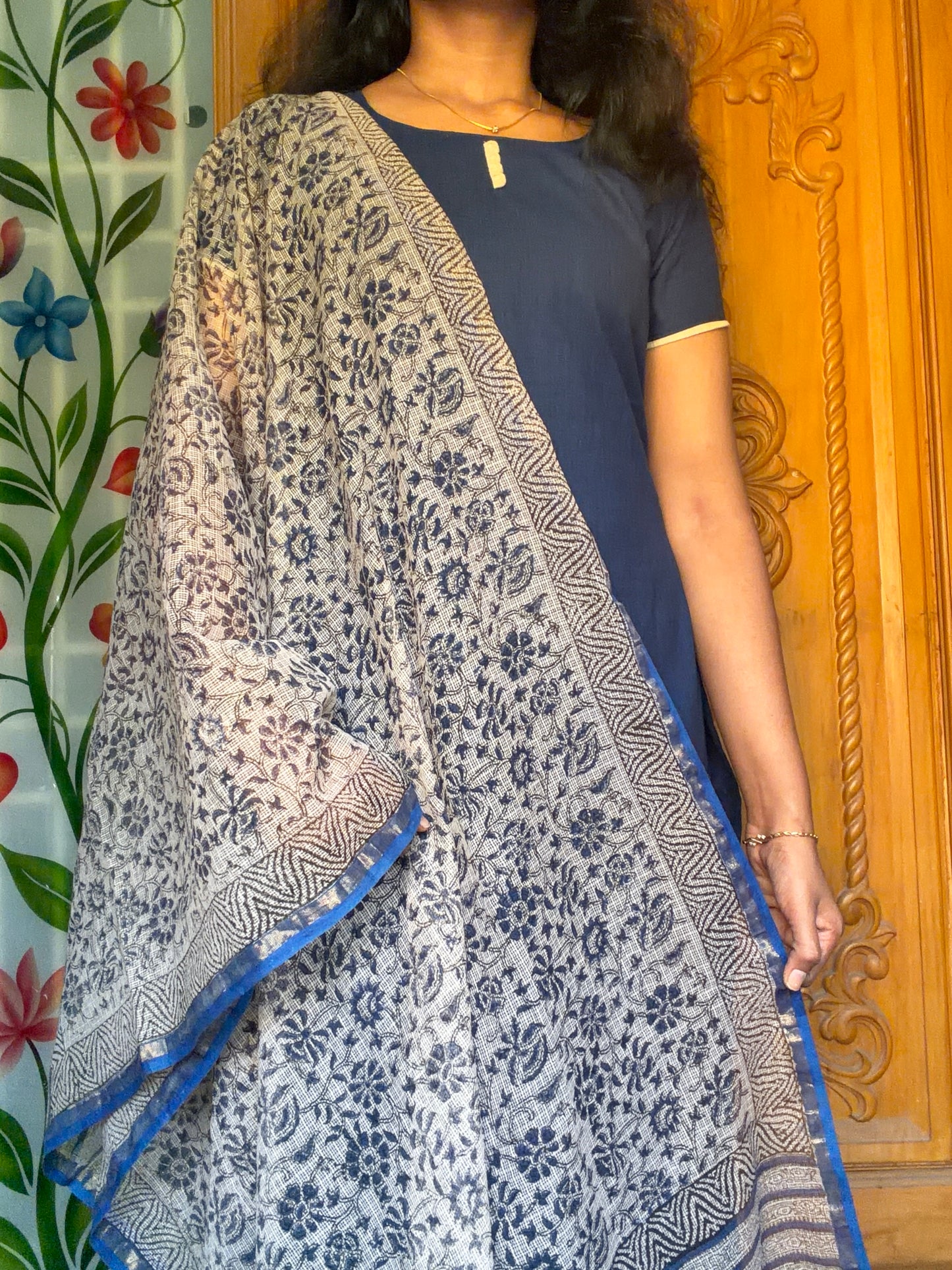 pure cotton kurti with kota dupatta
