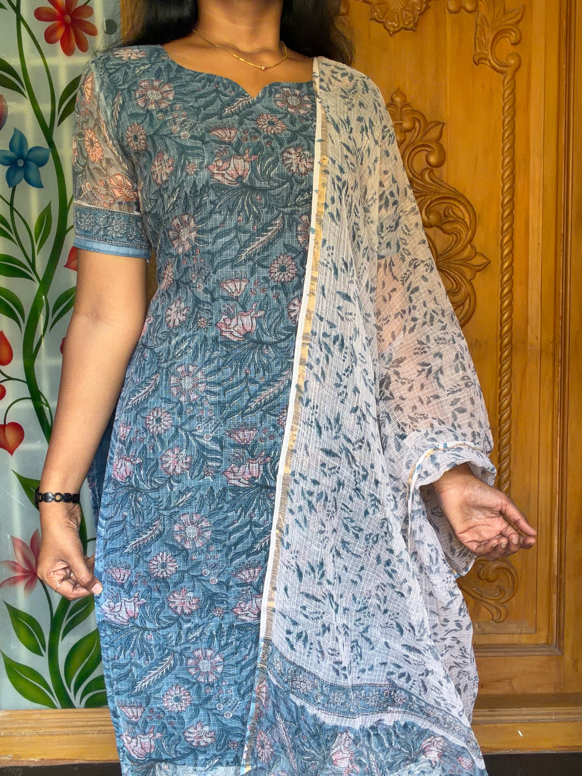 Blue Blossom - Pure Kota Doria 3pcs