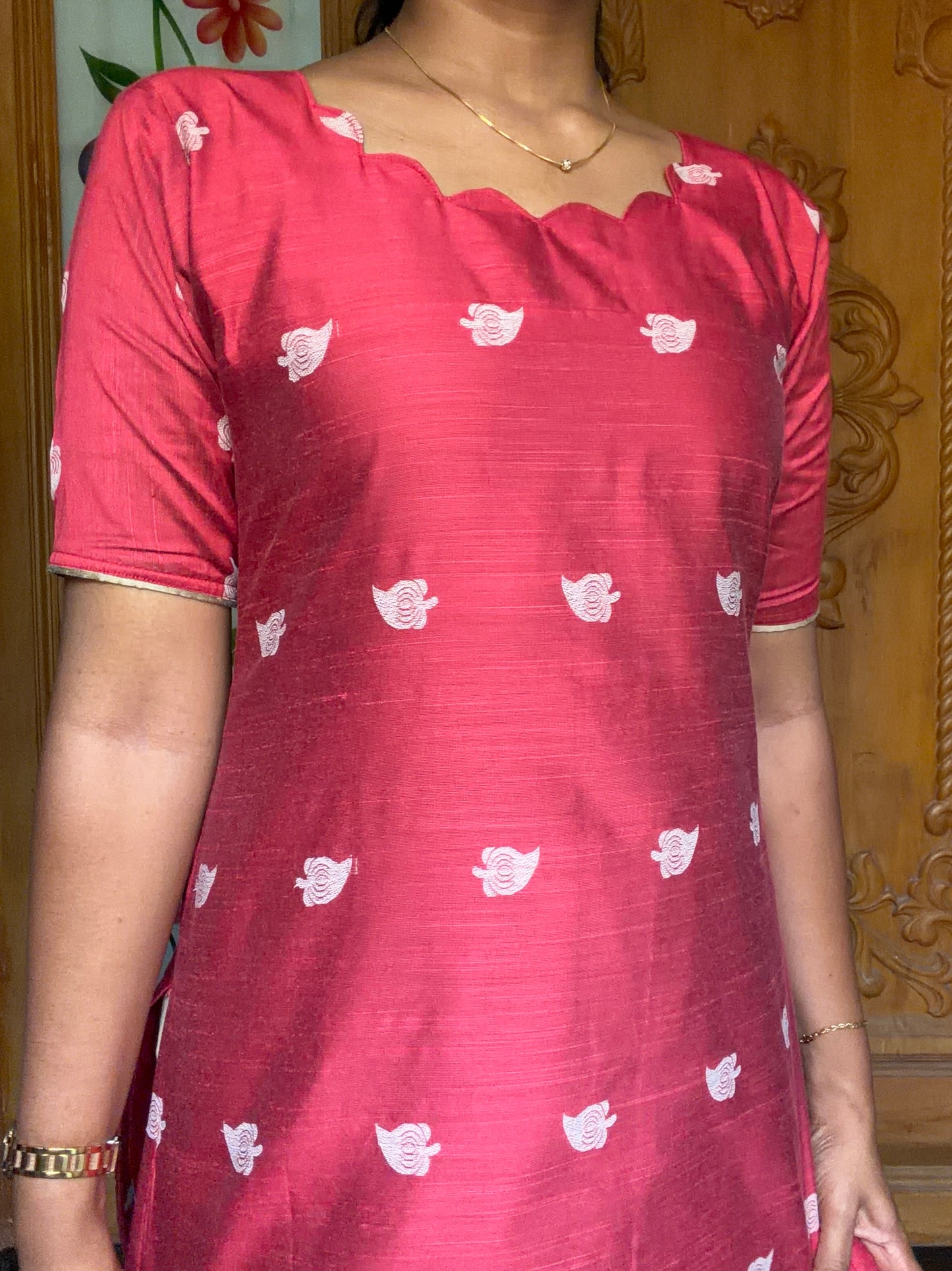 Raw silk kurti set with dupatta (3pcs)