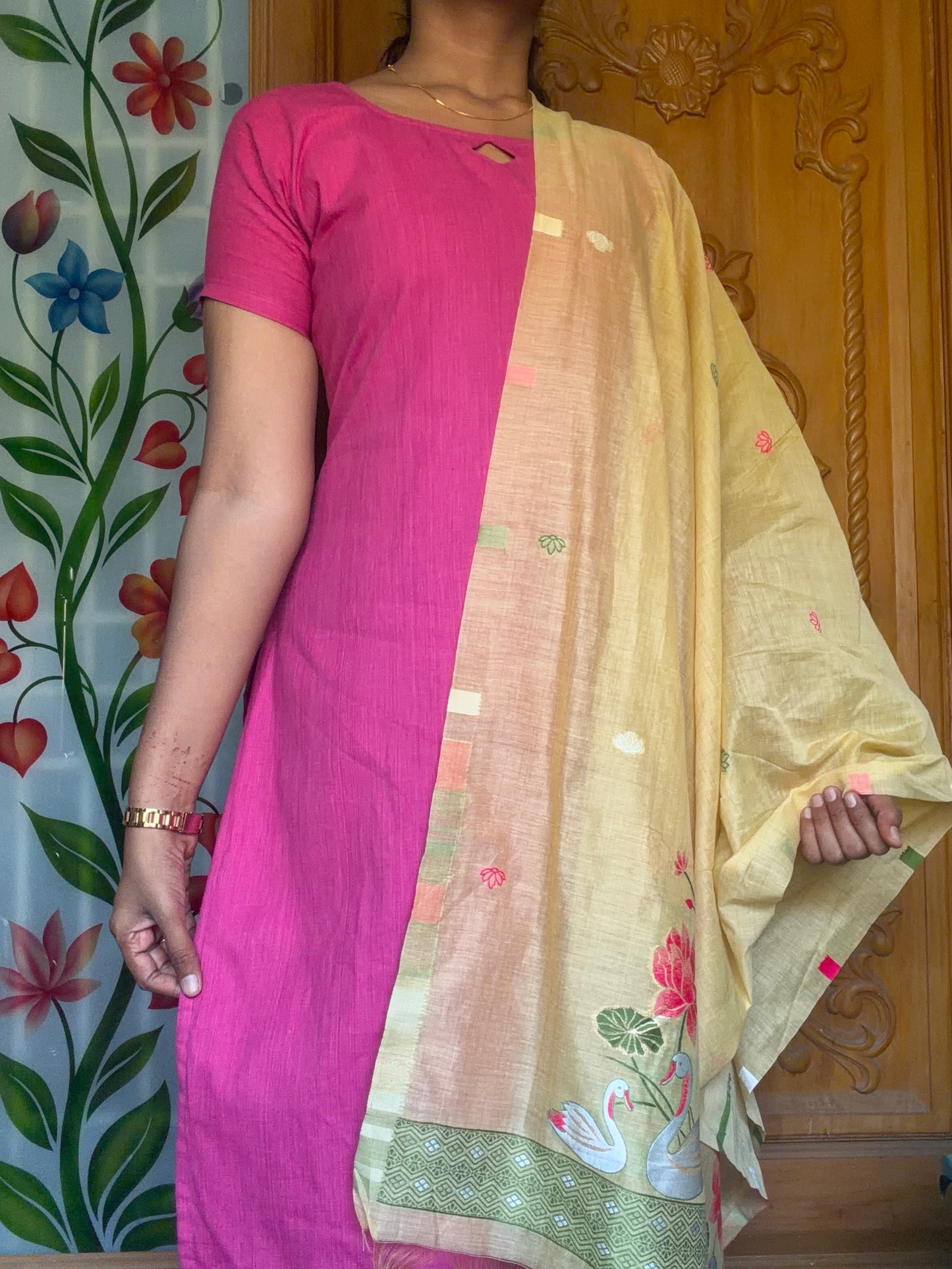 Pure cotton Kurti with jamdani dupatta
