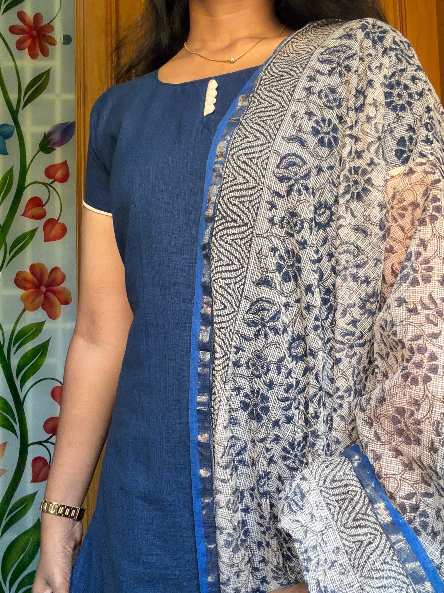 pure cotton kurti with kota dupatta