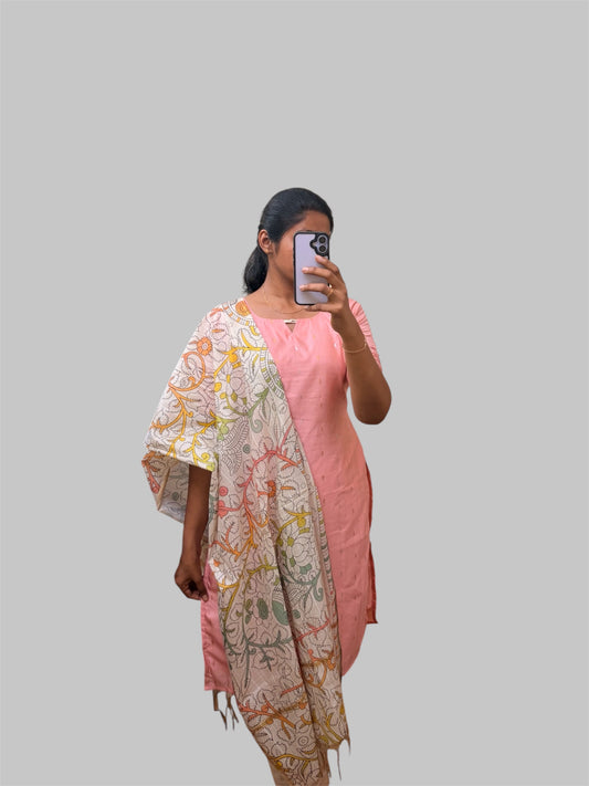 Buttersilk Kurti set with floral printed dupatta