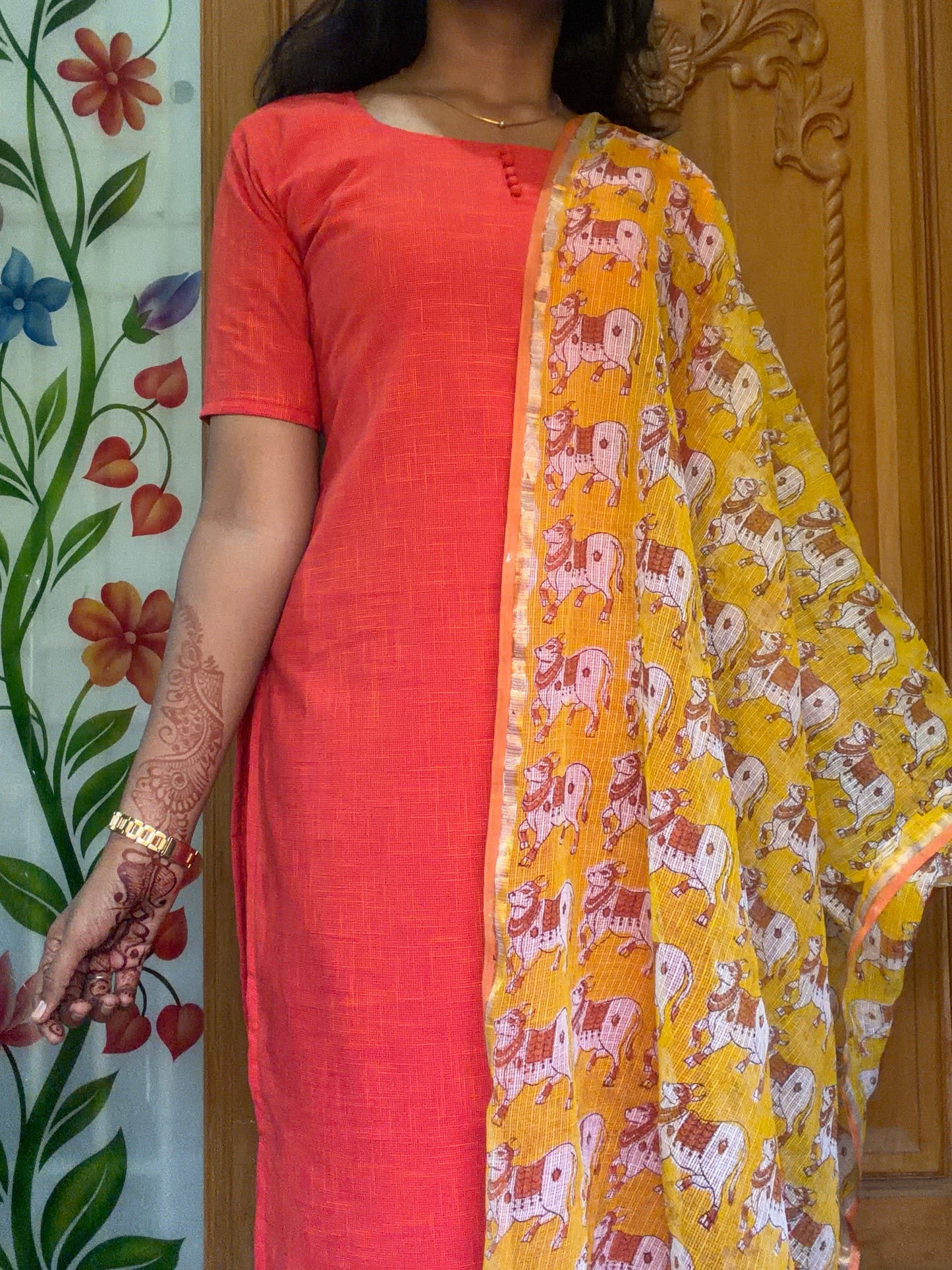 pure cotton Kurti with Kota Dupatta