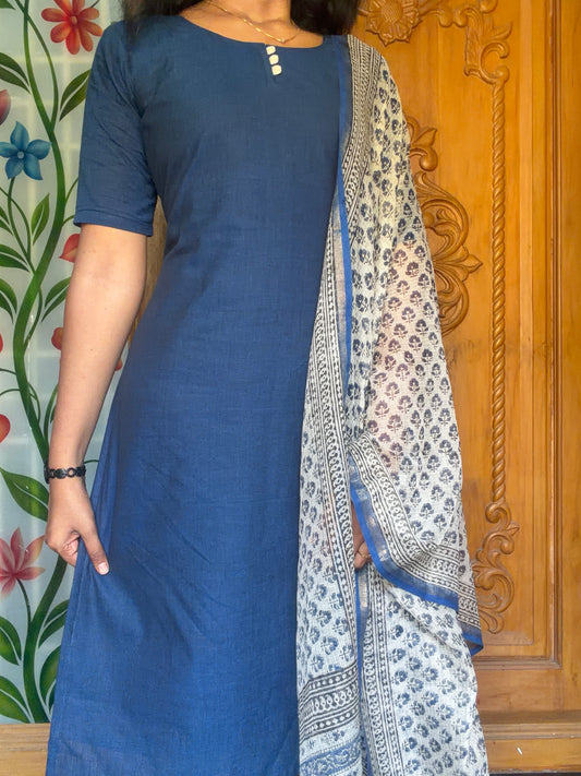Pure cotton kurti with kota dupatta