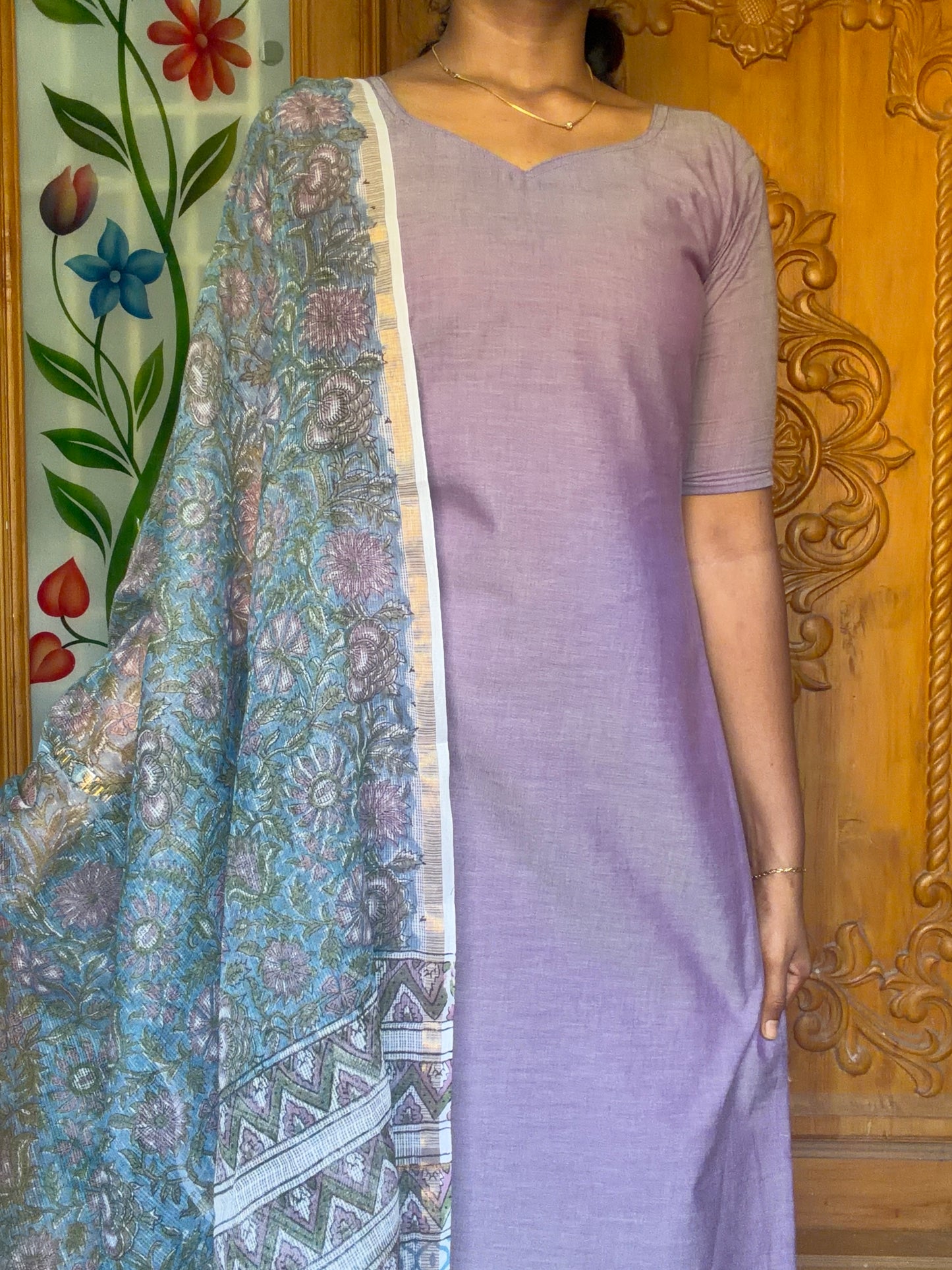 Cotton Kurti with Kota dupatta