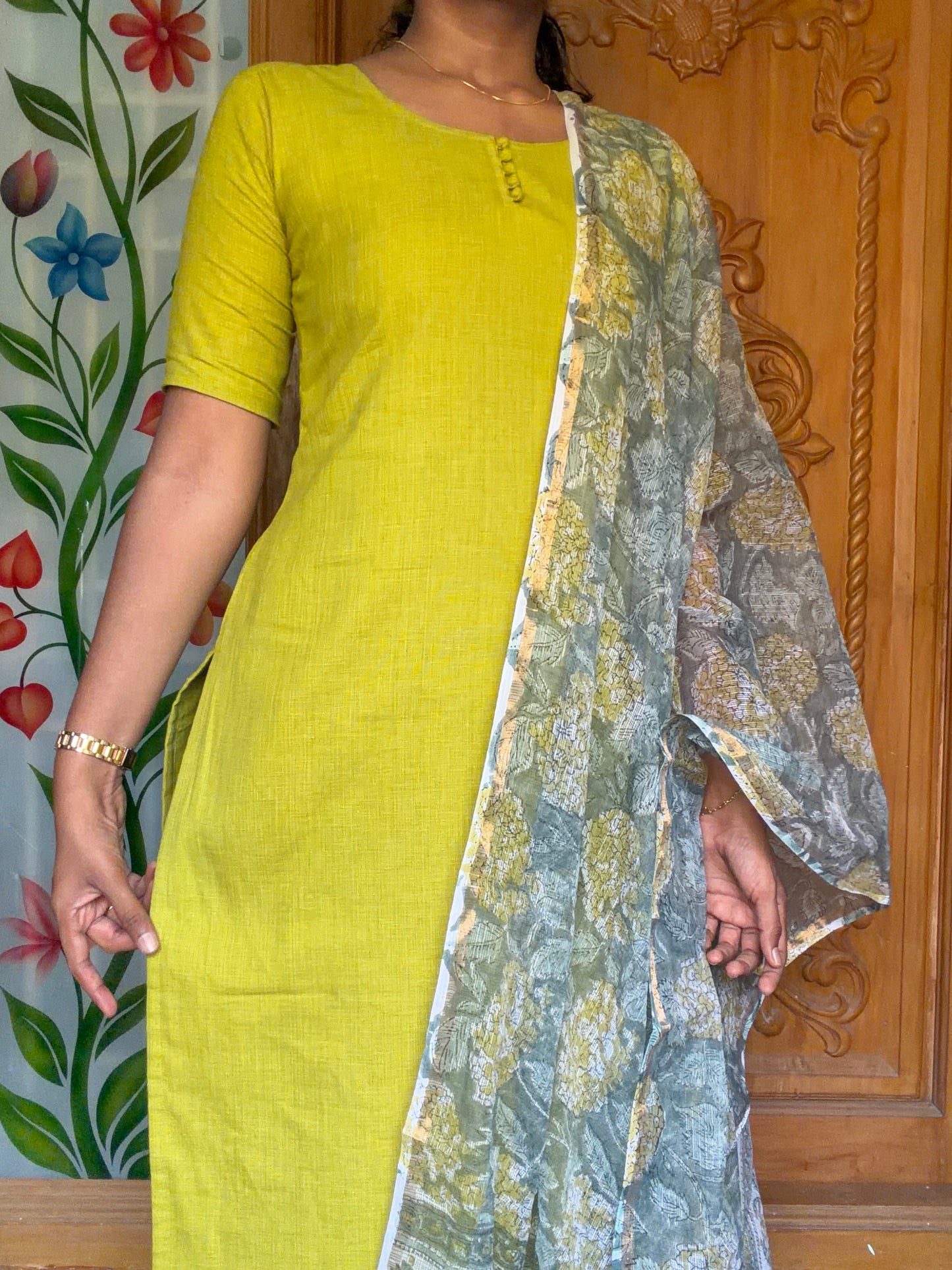 Cotton kurti with kota dupatta