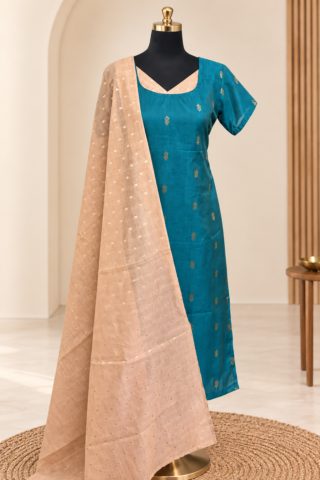 Ocean Petal - Chanderi kurti with dupatta