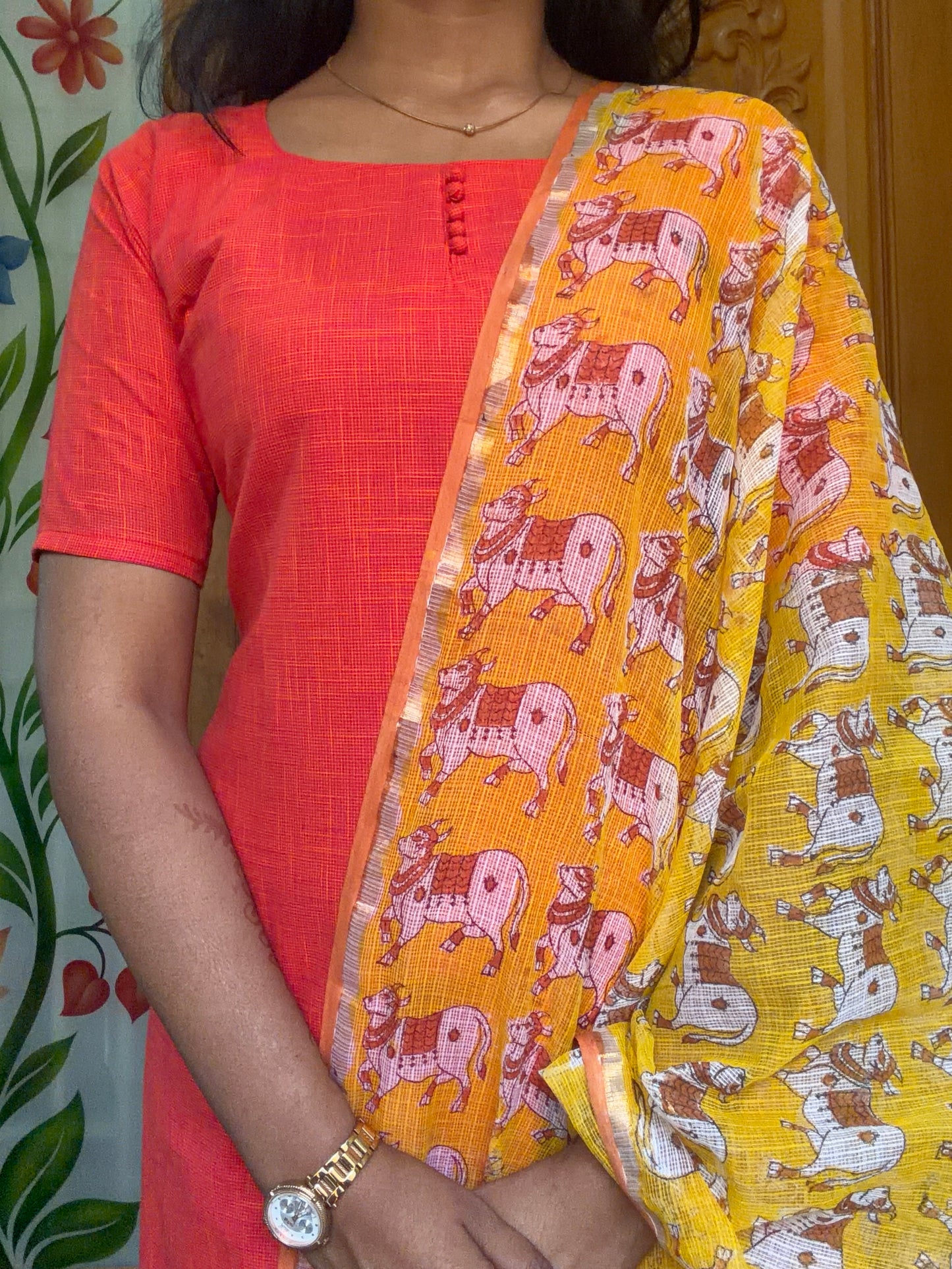 pure cotton Kurti with Kota Dupatta