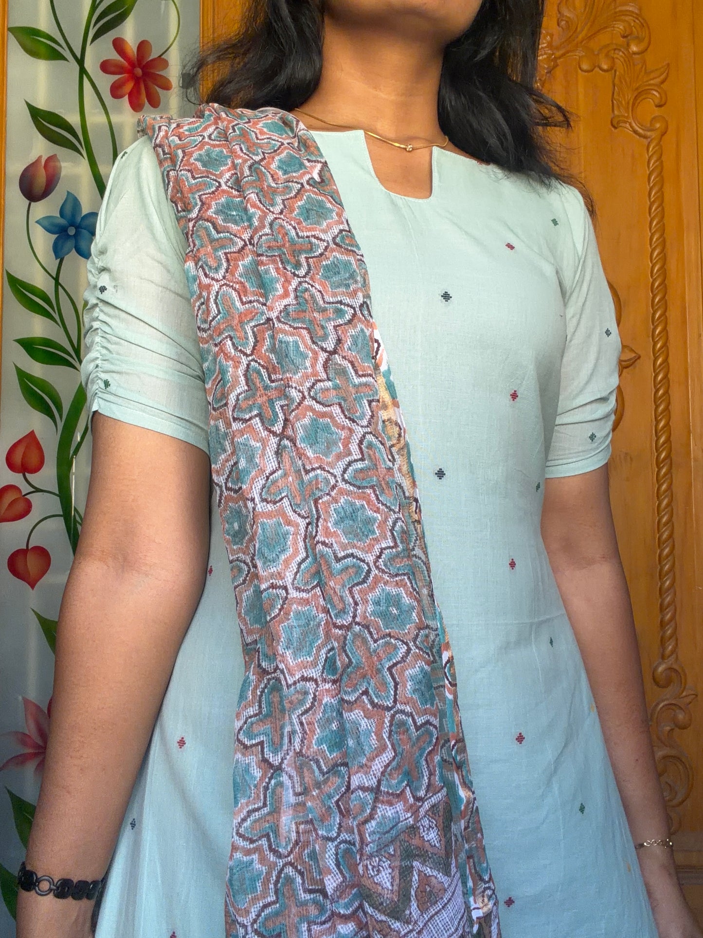 Soft cotton Kurti with Kota dupatta