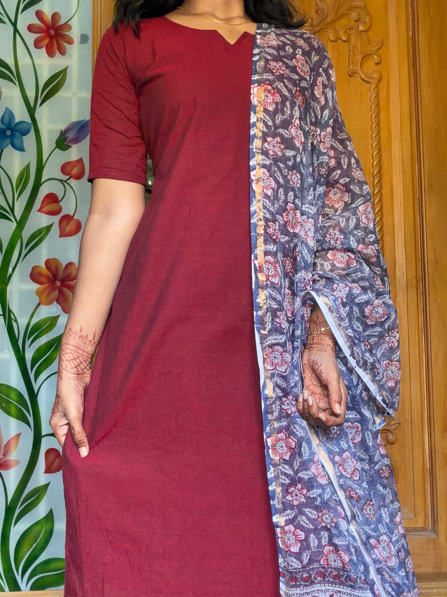 Pure cotton kurti with Kota dupatta