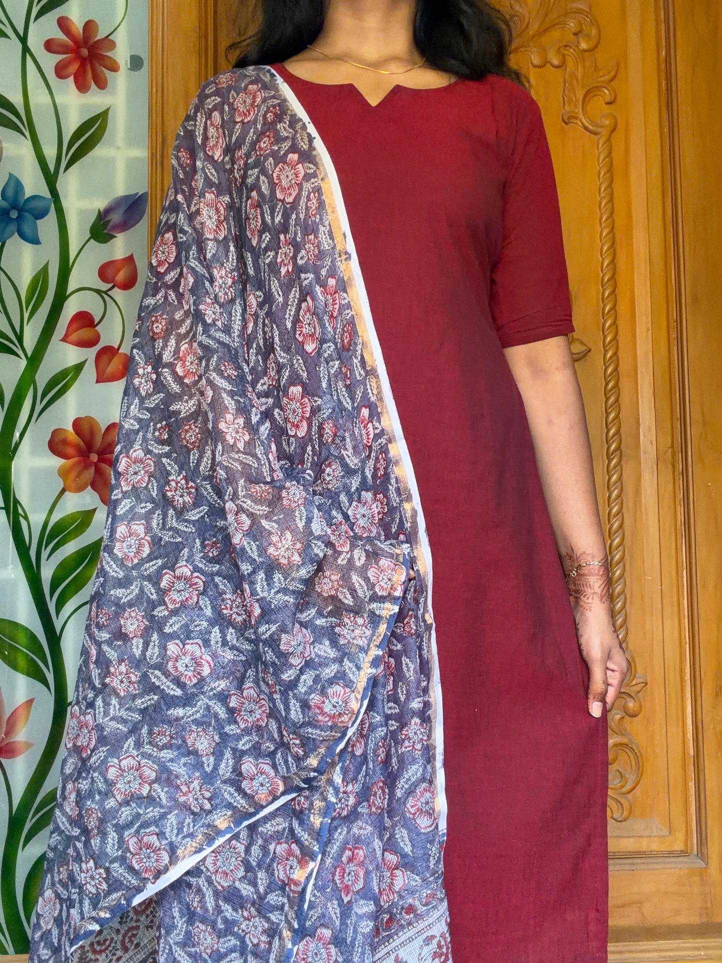 Pure cotton kurti with Kota dupatta