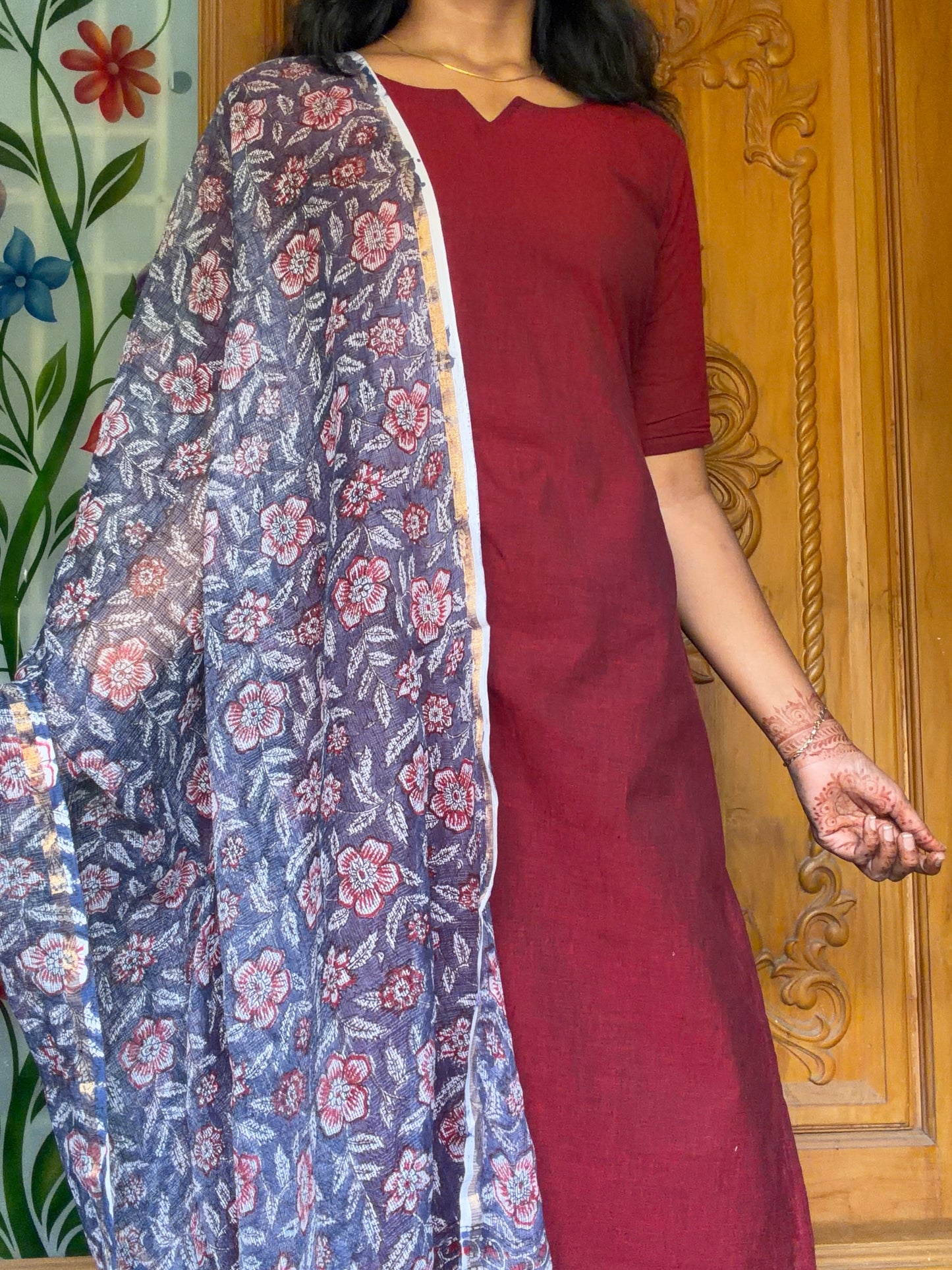 Pure cotton kurti with Kota dupatta