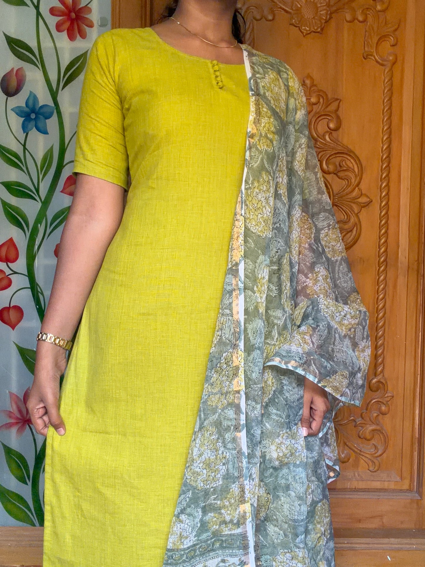 Cotton kurti with kota dupatta