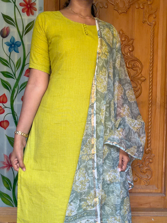 Cotton kurti with kota dupatta
