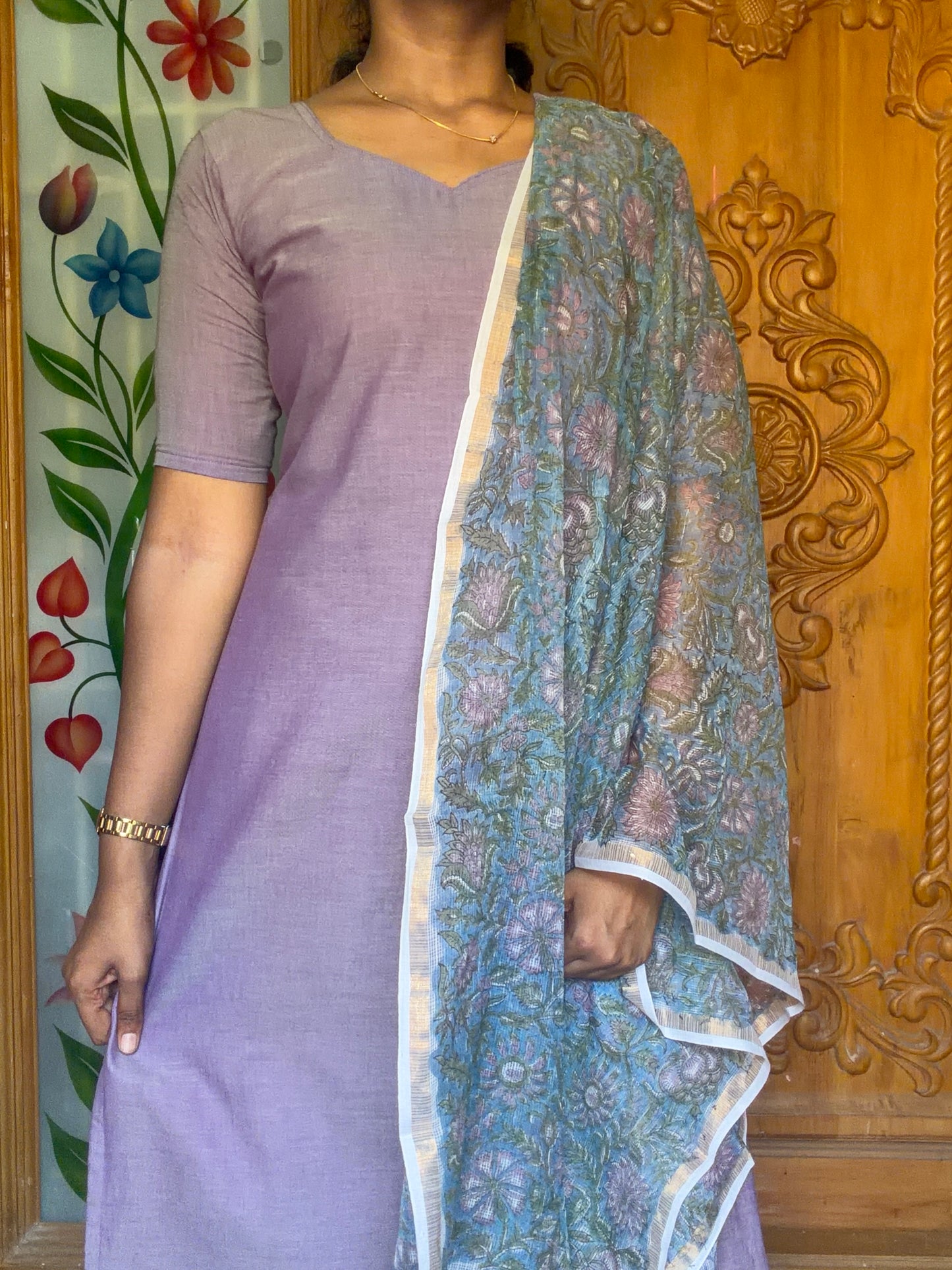 Cotton Kurti with Kota dupatta