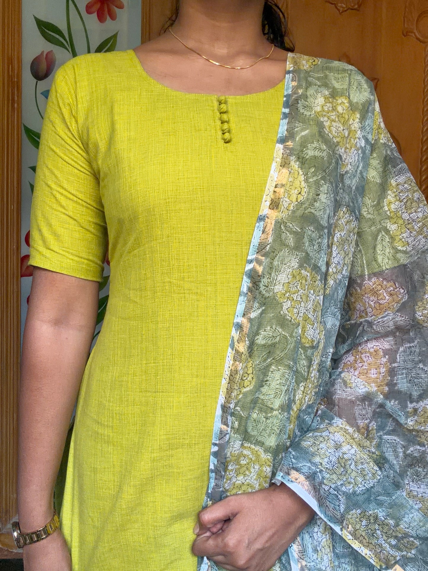 Cotton kurti with kota dupatta