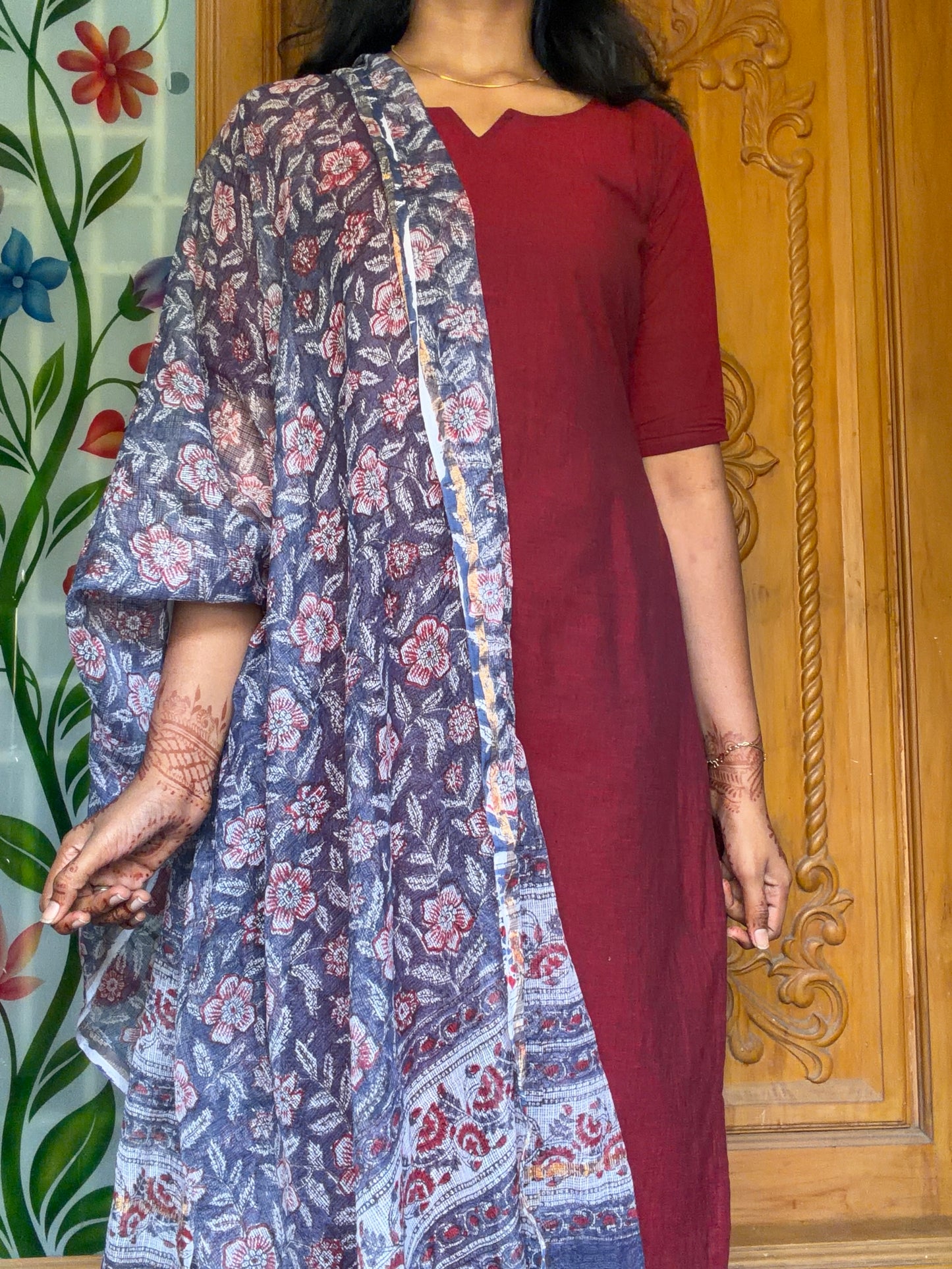 Pure cotton kurti with Kota dupatta