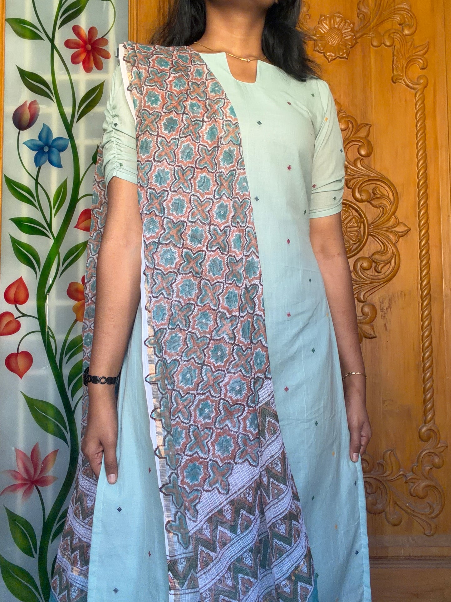 Soft cotton Kurti with Kota dupatta